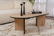 Mesa de Centro – 119 x 60 x 40 cm – Carvalho Safira e Preto – Painel de Partículas Revestido com Melamina