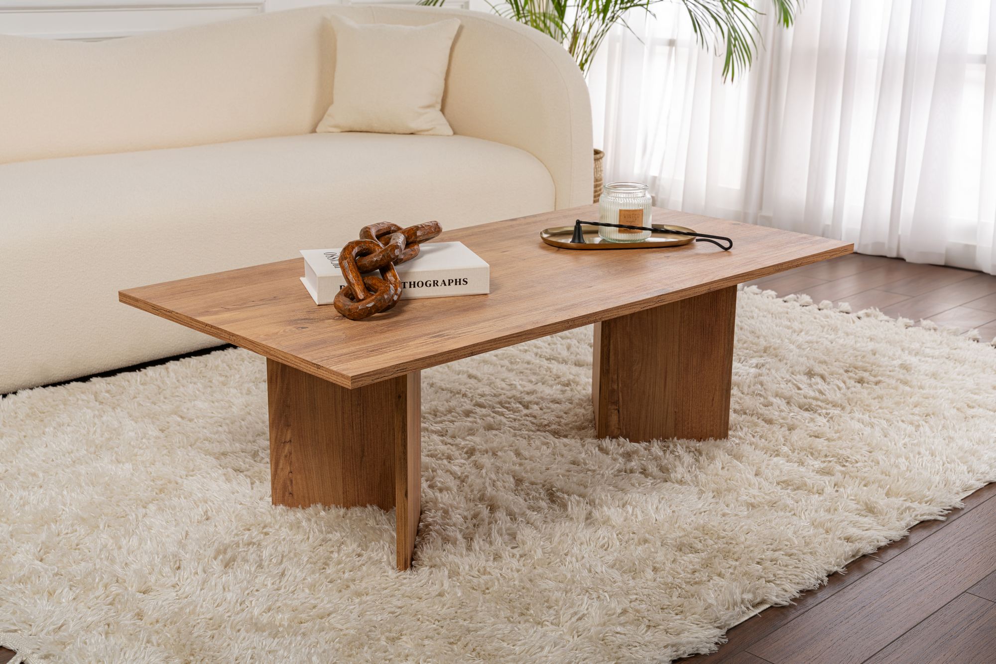 Mesa de Centro Elegante, Pinho Atlântico, 119 x 60 x 40 cm | Painel de Partículas 100% Revestido com Melamina, 18 mm de Espessura | Perfeita para Salas de Estar e Espaços Modernos