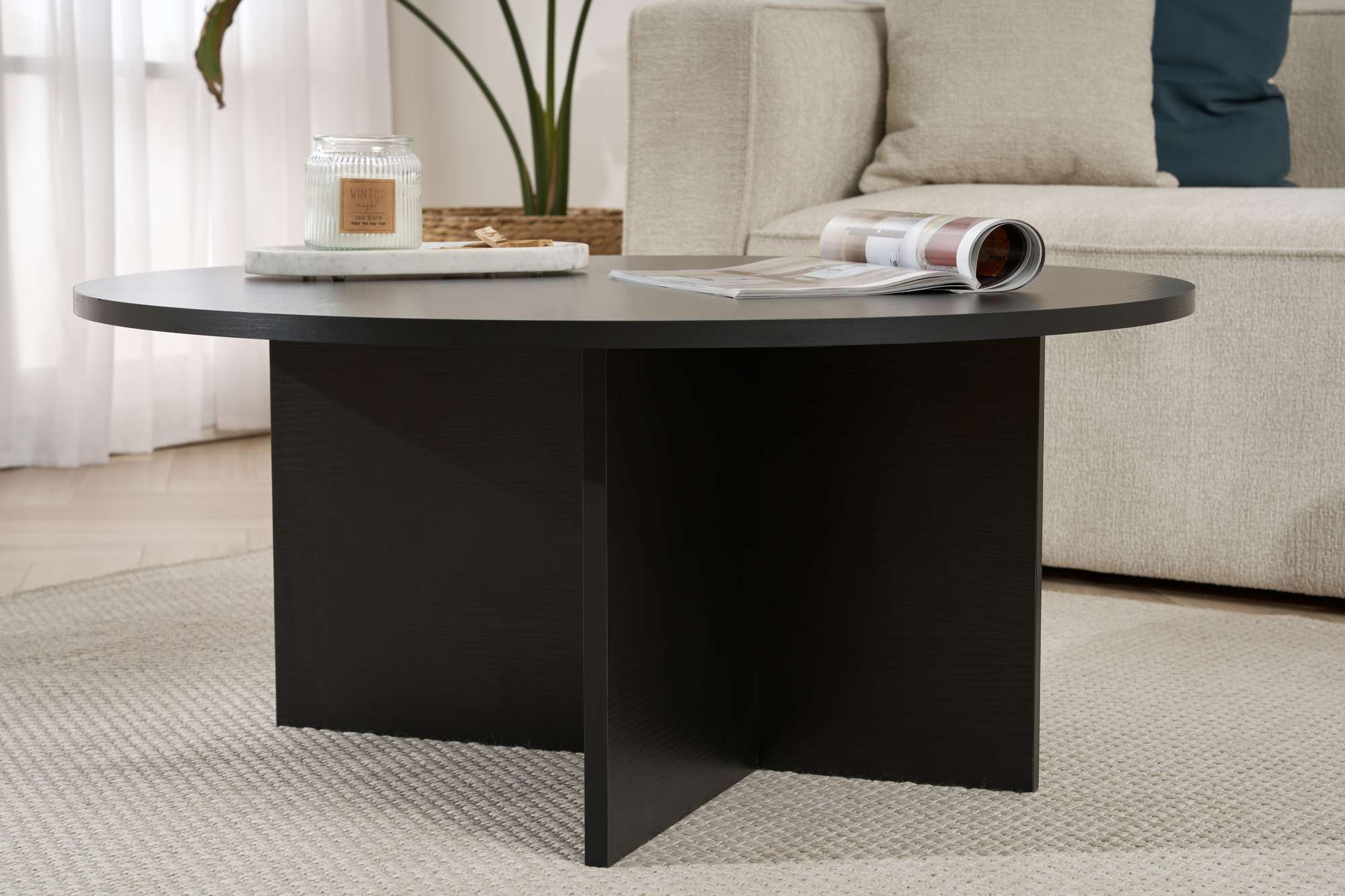 Mesa de Centro Quadrada 90x90cm em Madeira Preta - Revestimento Melamínico Resistente