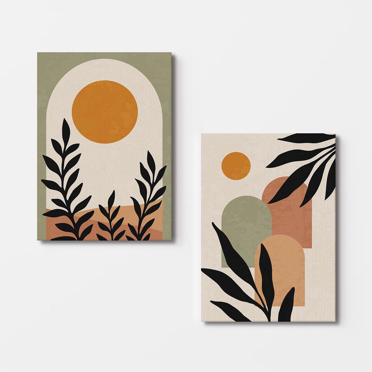 Pintura Decorativa em Tela (2 Peças) – 50 x 70 cm – Moldura de Madeira