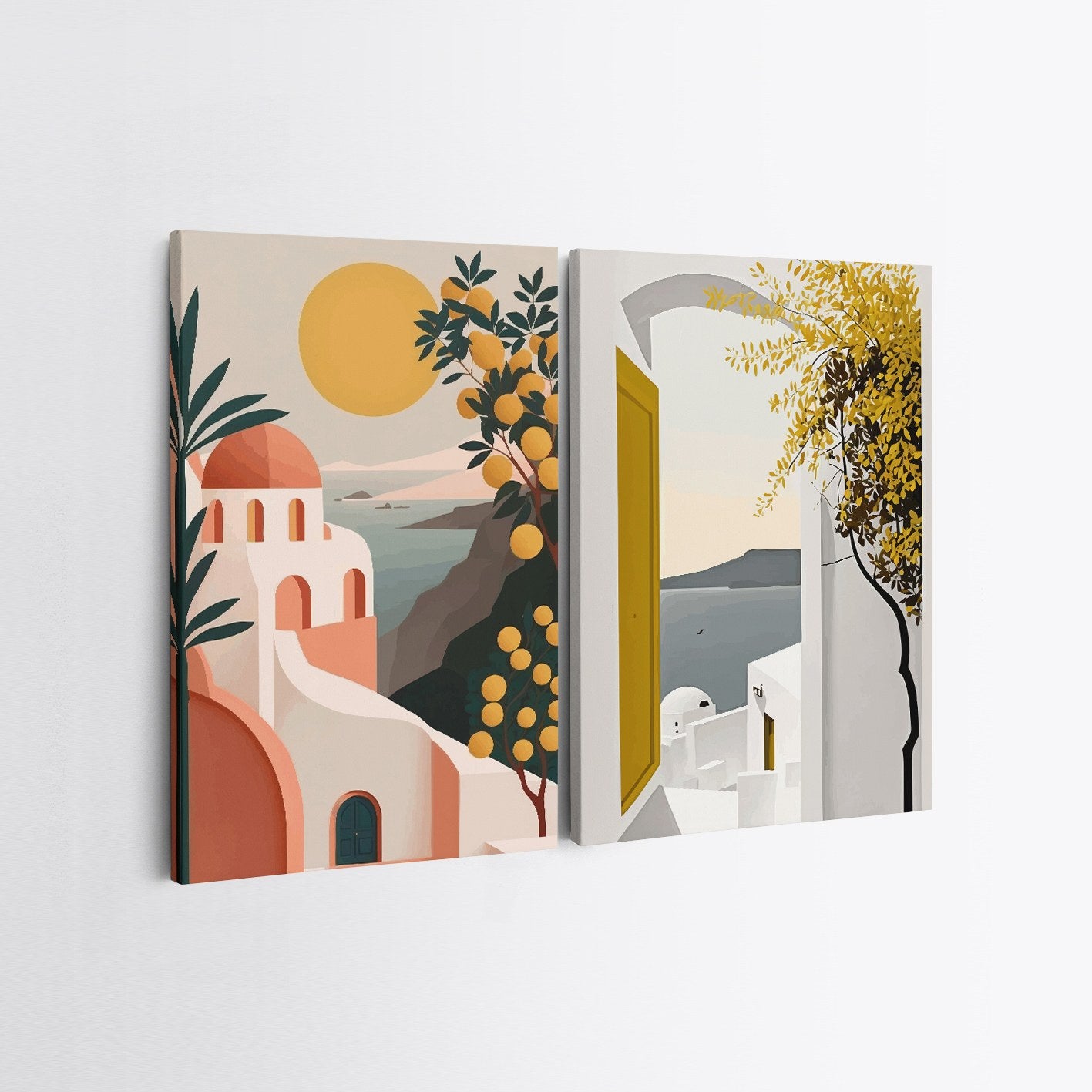 Pintura Decorativa em Tela (2 Peças) – 50 x 70 cm – Moldura de Madeira