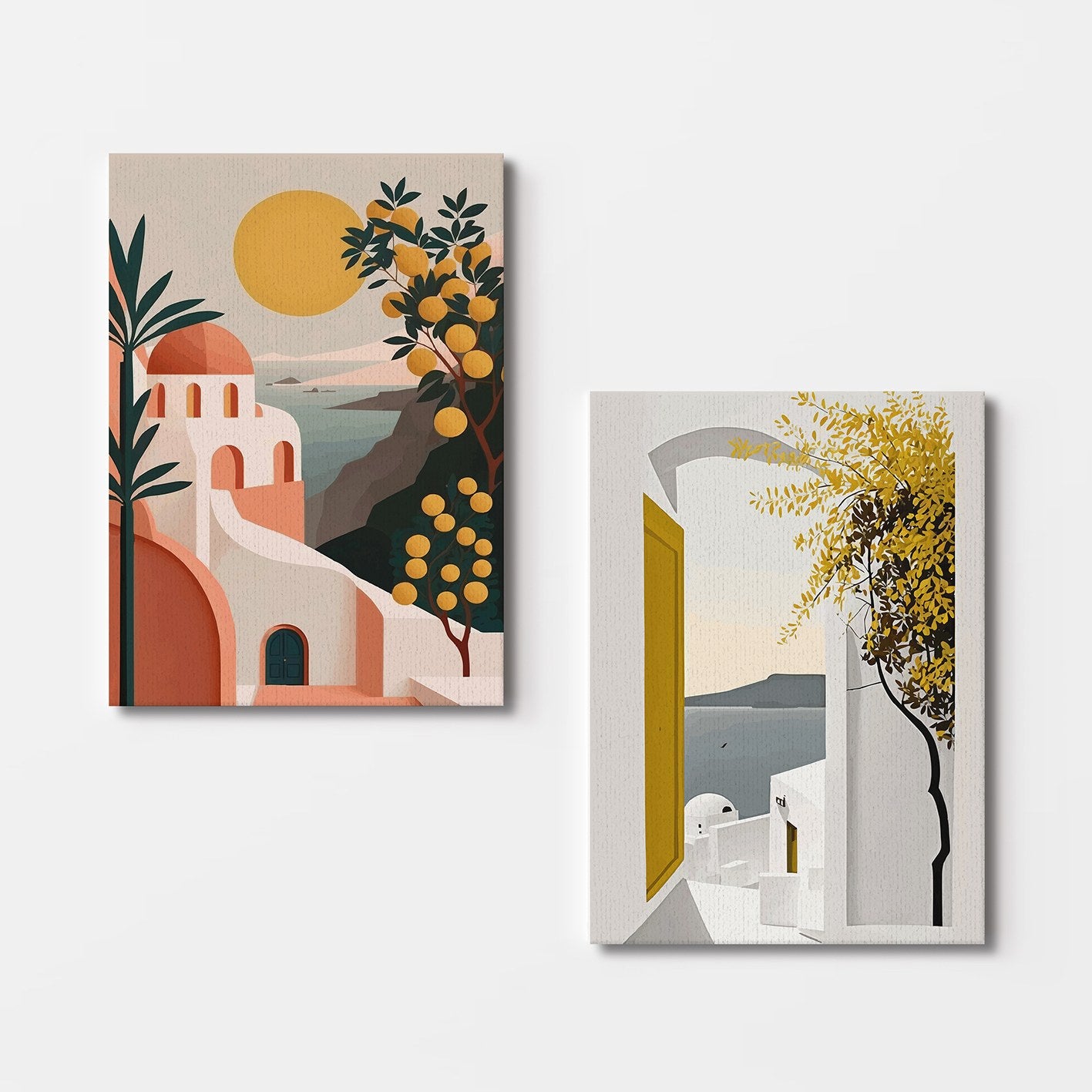 Pintura Decorativa em Tela (2 Peças) – 50 x 70 cm – Moldura de Madeira