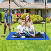 Columpio Retangular Suspenso ao Ar Livre Ninho de Pássaro com Cordas Ajustáveis 100-180cm para Crianças Até 300kg 150 x 80 cm Azul