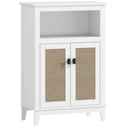 Armário Casa de Banho Boho com 2 Portas em Vime Branco 60x30x90 cm