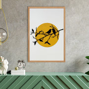 Quadro Decorativo "Dança da Natureza" - Arte Multicolor em MDF com Moldura de Pinho e Detalhes Metálicos 50x35cm