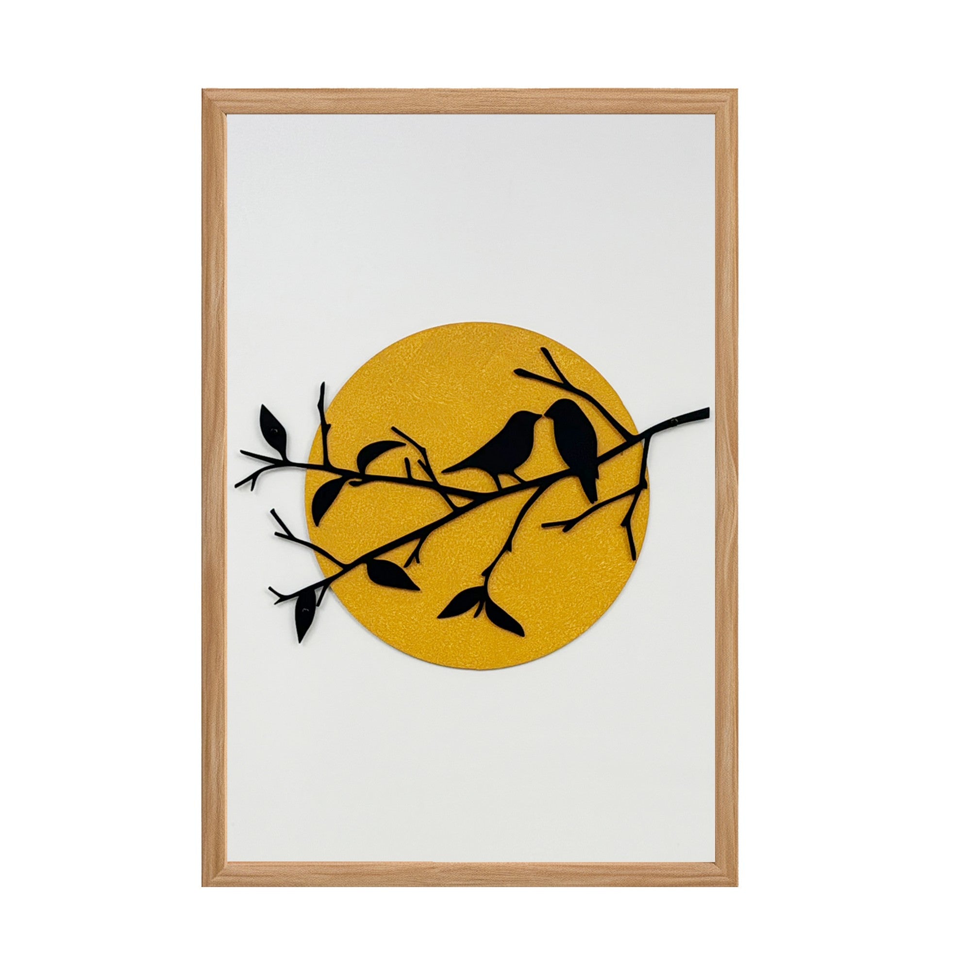 Quadro Decorativo "Dança da Natureza" - Arte Multicolor em MDF com Moldura de Pinho e Detalhes Metálicos 50x35cm