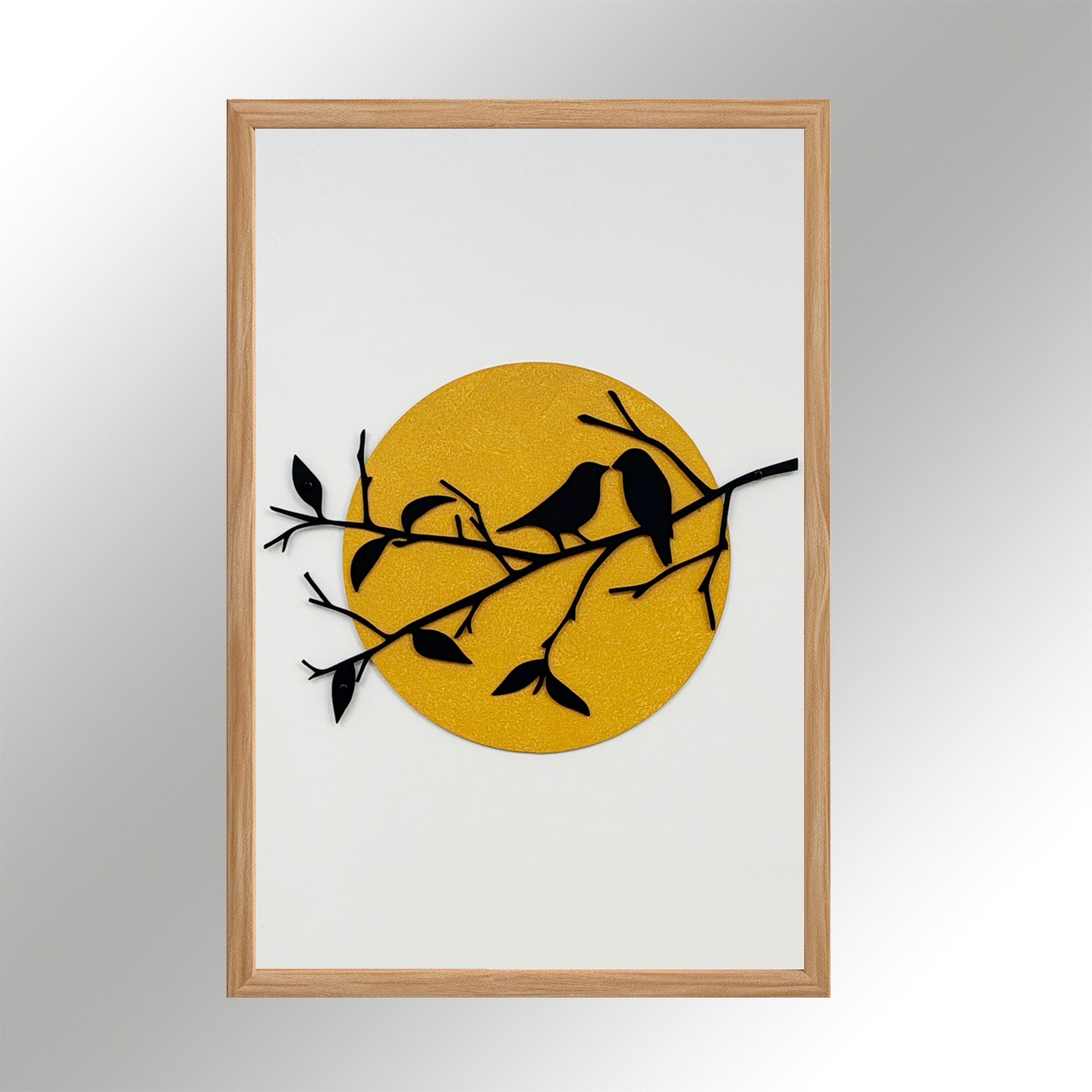 Quadro Decorativo "Dança da Natureza" - Arte Multicolor em MDF com Moldura de Pinho e Detalhes Metálicos 50x35cm