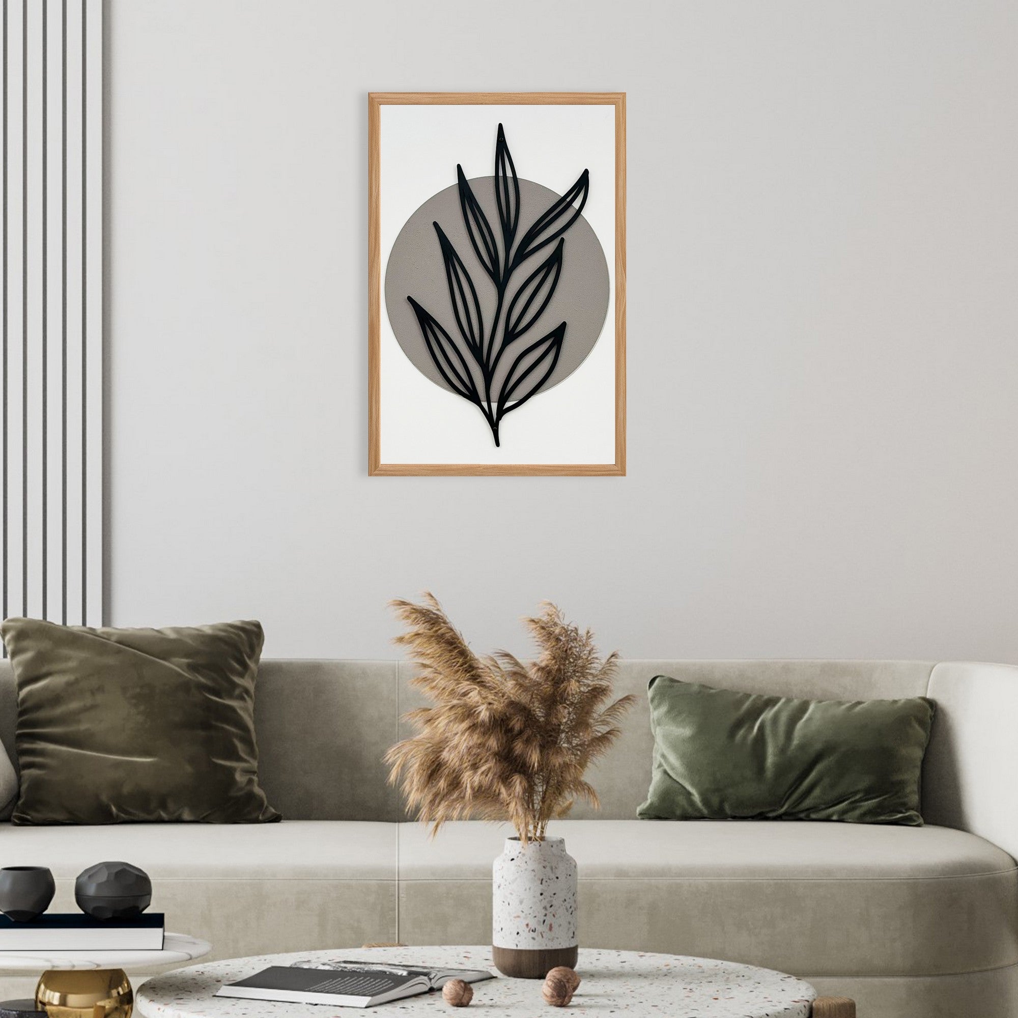 Arte Decorativa "Simplicity Large" - Quadro MDF Emoldurado Multicolor 50x70cm com Figura Metálica