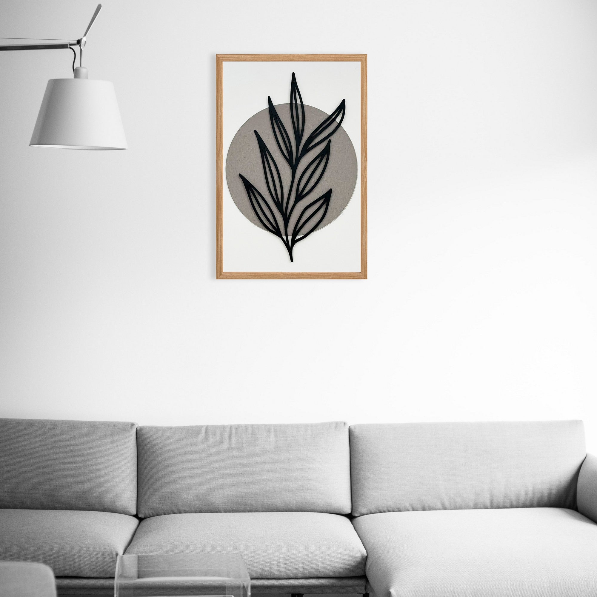 Arte Decorativa "Simplicity Large" - Quadro MDF Emoldurado Multicolor 50x70cm com Figura Metálica