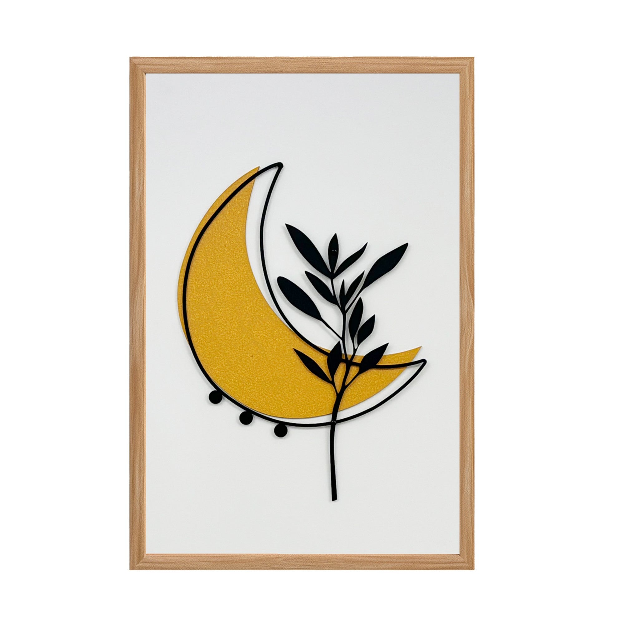 Quadro Decorativo "Silent Spring Small" - Pintura em MDF com Moldura de Pinheiro e Detalhes Metálicos Multicolor 50x35cm