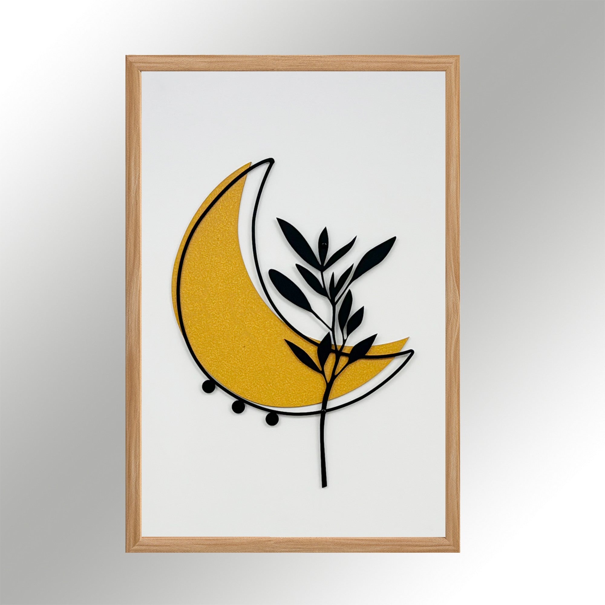 Quadro Decorativo "Silent Spring Small" - Pintura em MDF com Moldura de Pinheiro e Detalhes Metálicos Multicolor 50x35cm