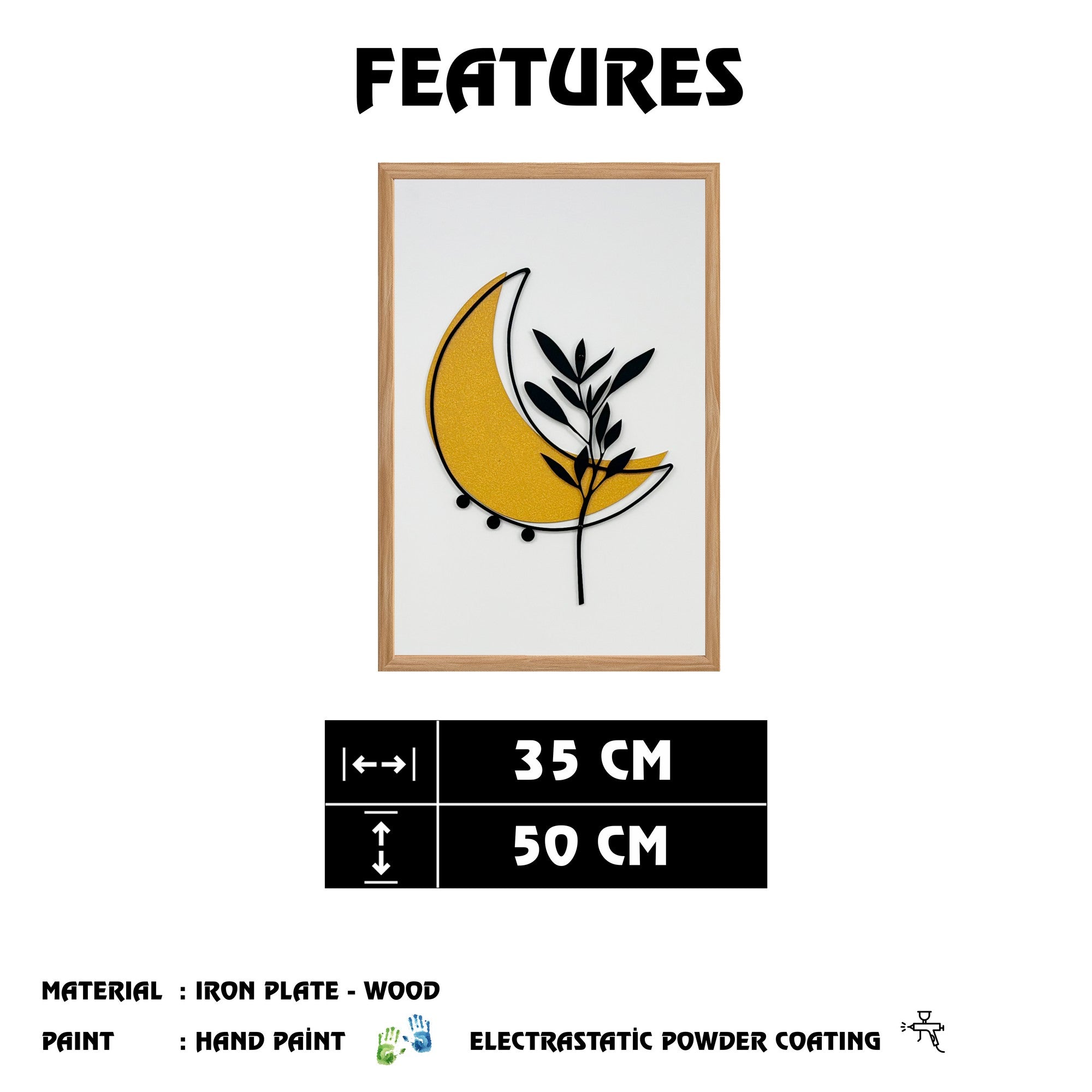 Quadro Decorativo "Silent Spring Small" - Pintura em MDF com Moldura de Pinheiro e Detalhes Metálicos Multicolor 50x35cm