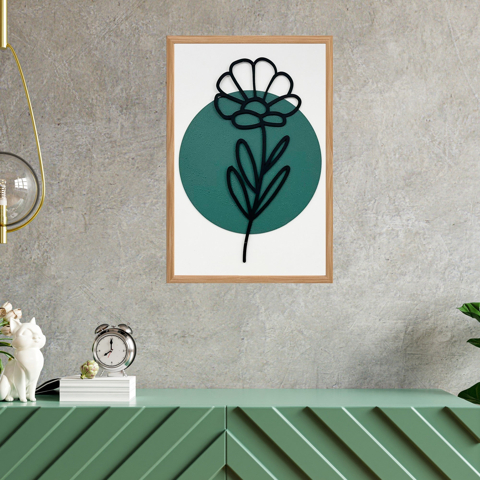 Quadro Decorativo Jardim de Flores Pequeno - Pintura MDF Emoldurada Multicolor 50x35cm