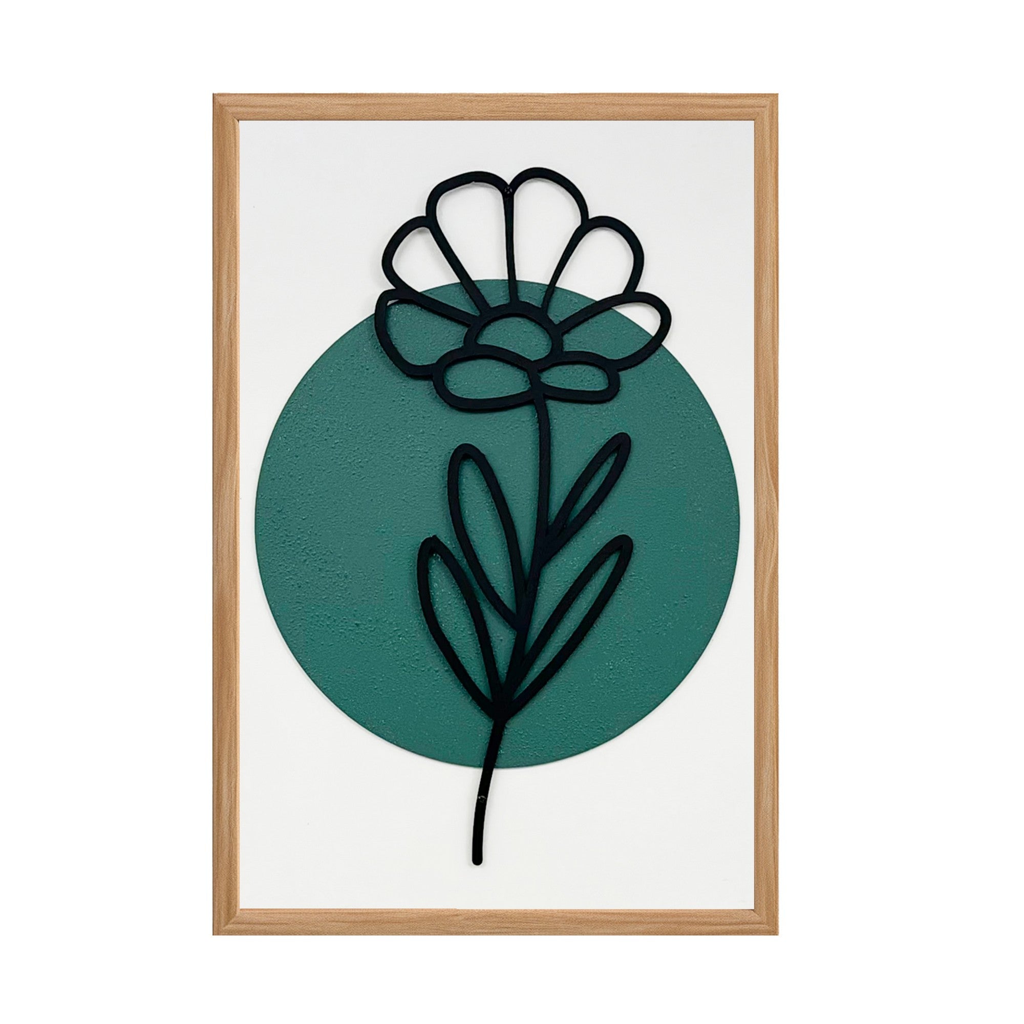 Quadro Decorativo Jardim de Flores Pequeno - Pintura MDF Emoldurada Multicolor 50x35cm