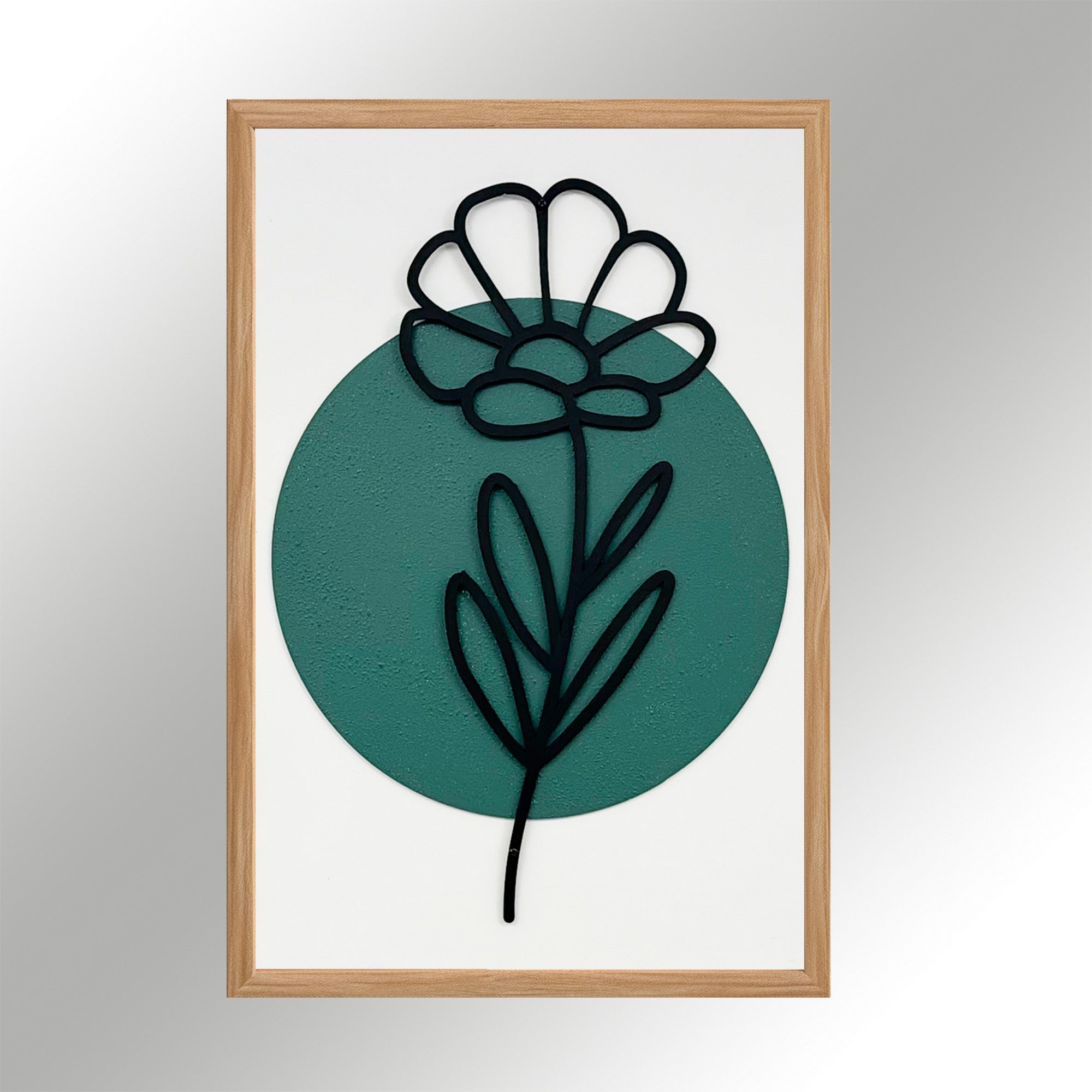 Quadro Decorativo Jardim de Flores Pequeno - Pintura MDF Emoldurada Multicolor 50x35cm