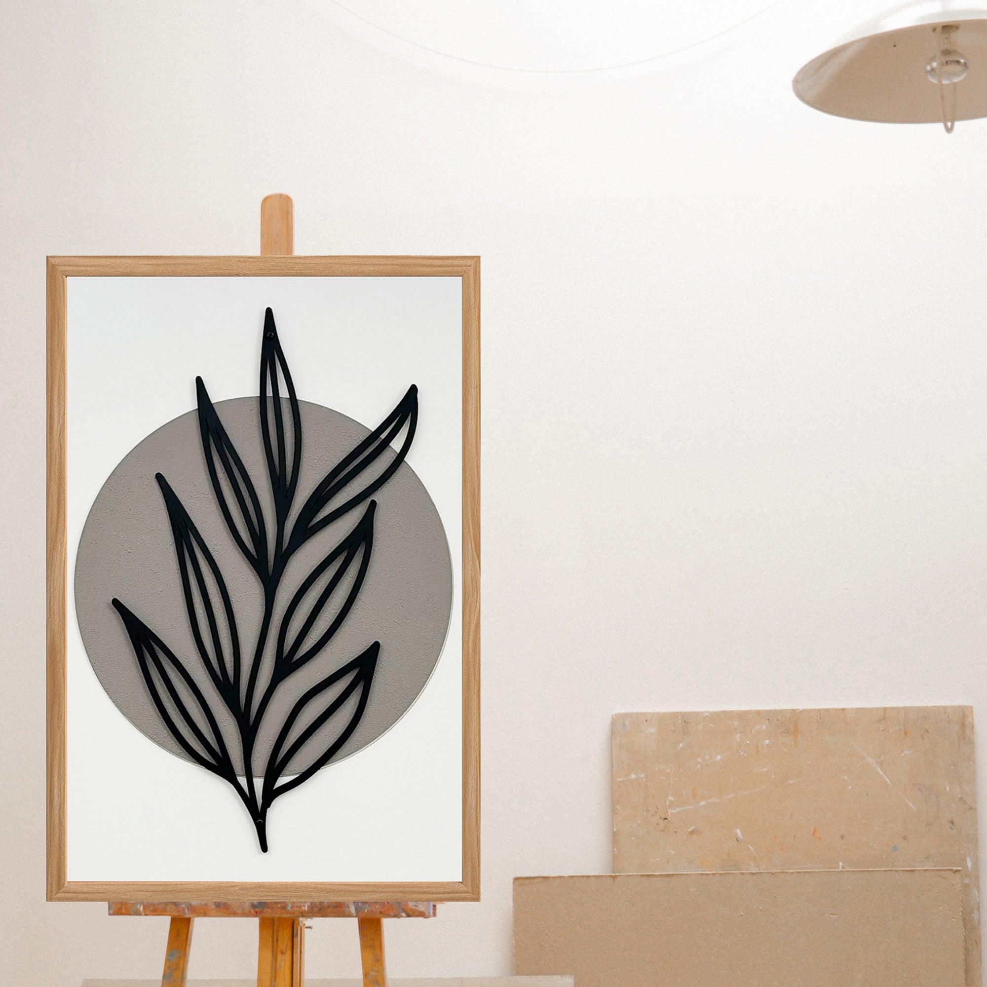 Arte Decorativa "Simplicity Small" - Quadro MDF Emoldurado Multicolor 50x35cm com Detalhes Metálicos