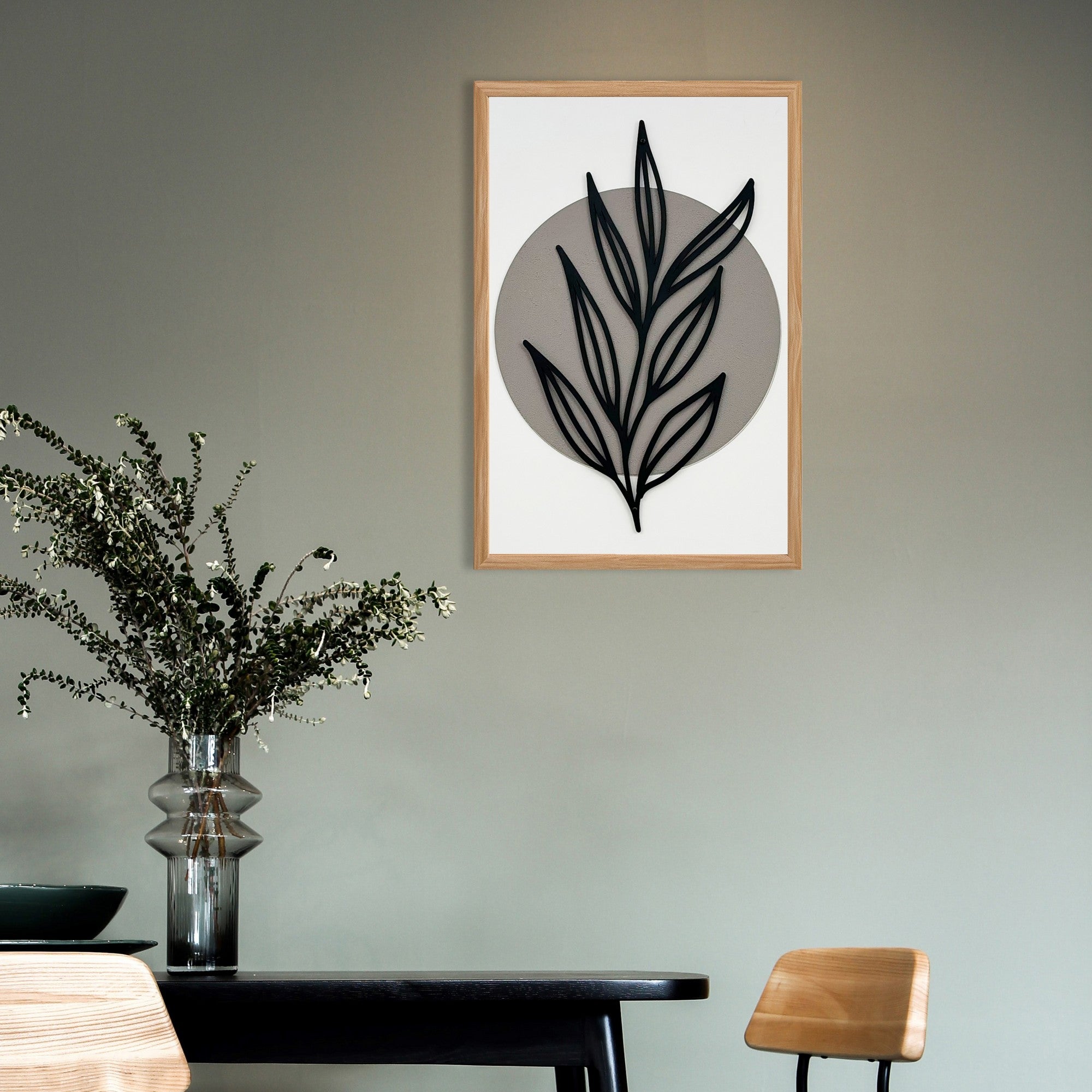 Arte Decorativa "Simplicity Small" - Quadro MDF Emoldurado Multicolor 50x35cm com Detalhes Metálicos