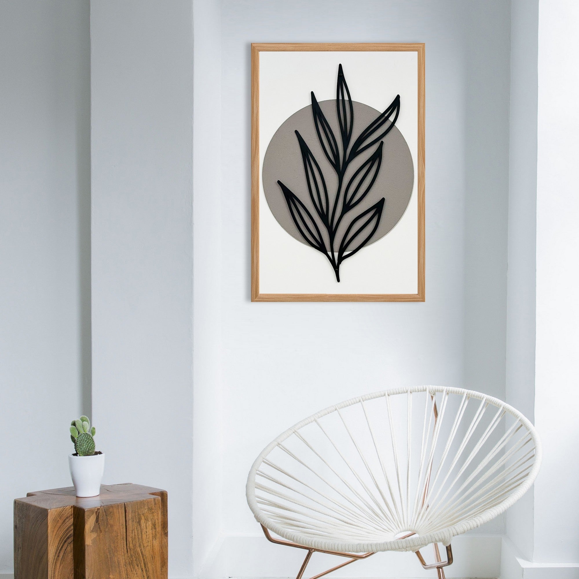 Arte Decorativa "Simplicity Small" - Quadro MDF Emoldurado Multicolor 50x35cm com Detalhes Metálicos