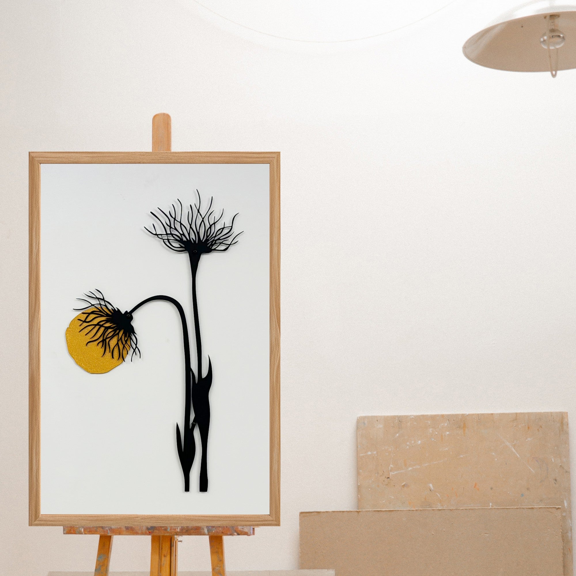 Quadro Decorativo MDF Emoldurado "Boundless Small" Multicolor 50x35cm - Moldura Pinho e Detalhes Metálicos