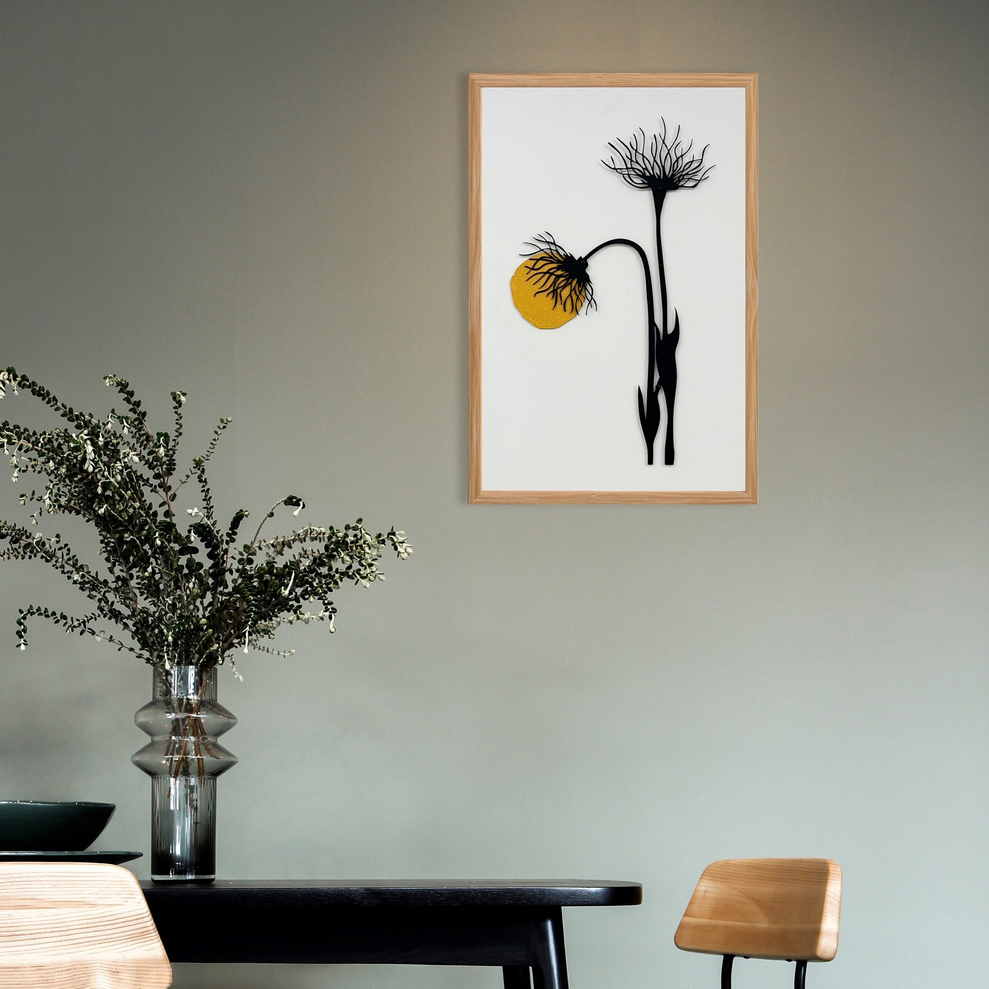 Quadro Decorativo MDF Emoldurado "Boundless Small" Multicolor 50x35cm - Moldura Pinho e Detalhes Metálicos