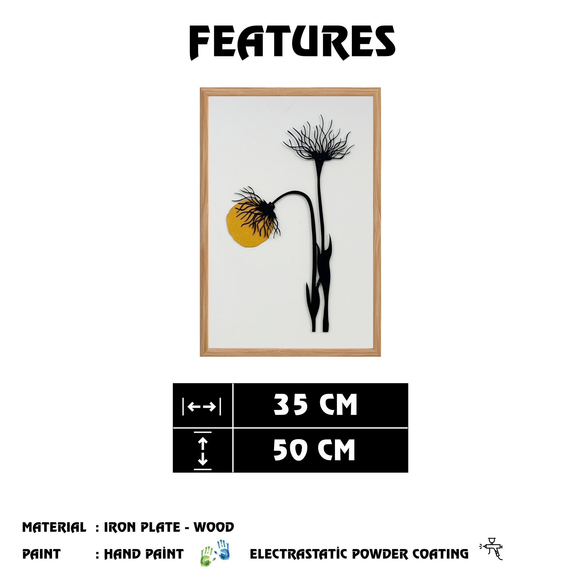 Quadro Decorativo MDF Emoldurado "Boundless Small" Multicolor 50x35cm - Moldura Pinho e Detalhes Metálicos