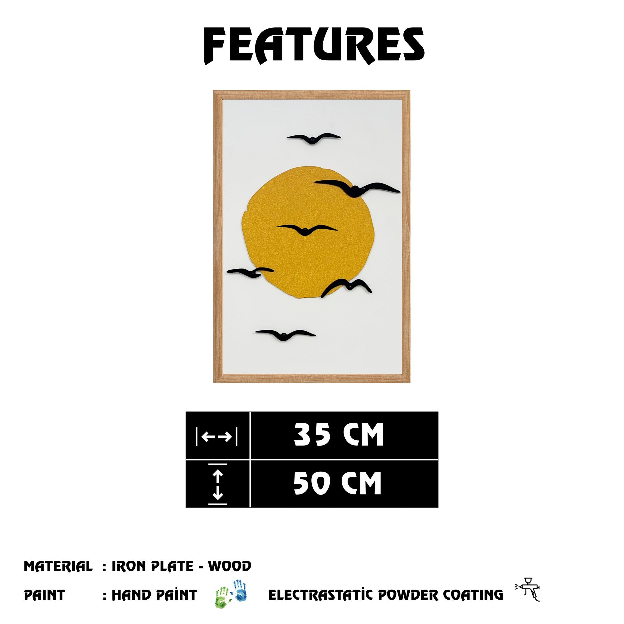 Quadro Decorativo "Freedom of Style Small" - Arte em MDF com Moldura de Pinho e Detalhes Metálicos Multicolor 50x35cm