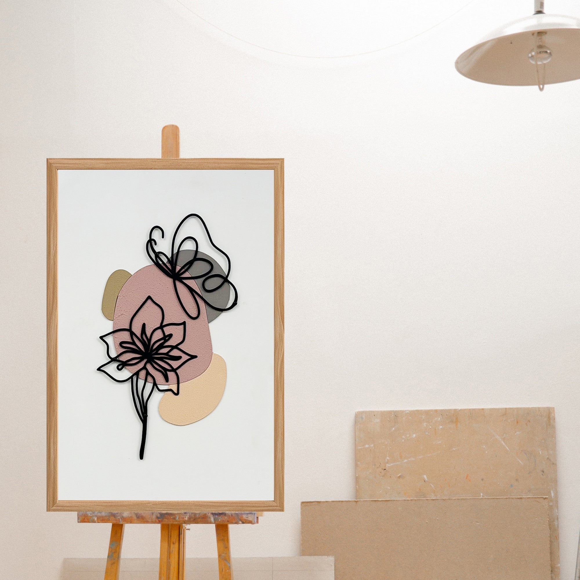 Quadro Decorativo "Explosão de Cores" - Arte Multicolor em MDF com Moldura de Pinho 50x35cm