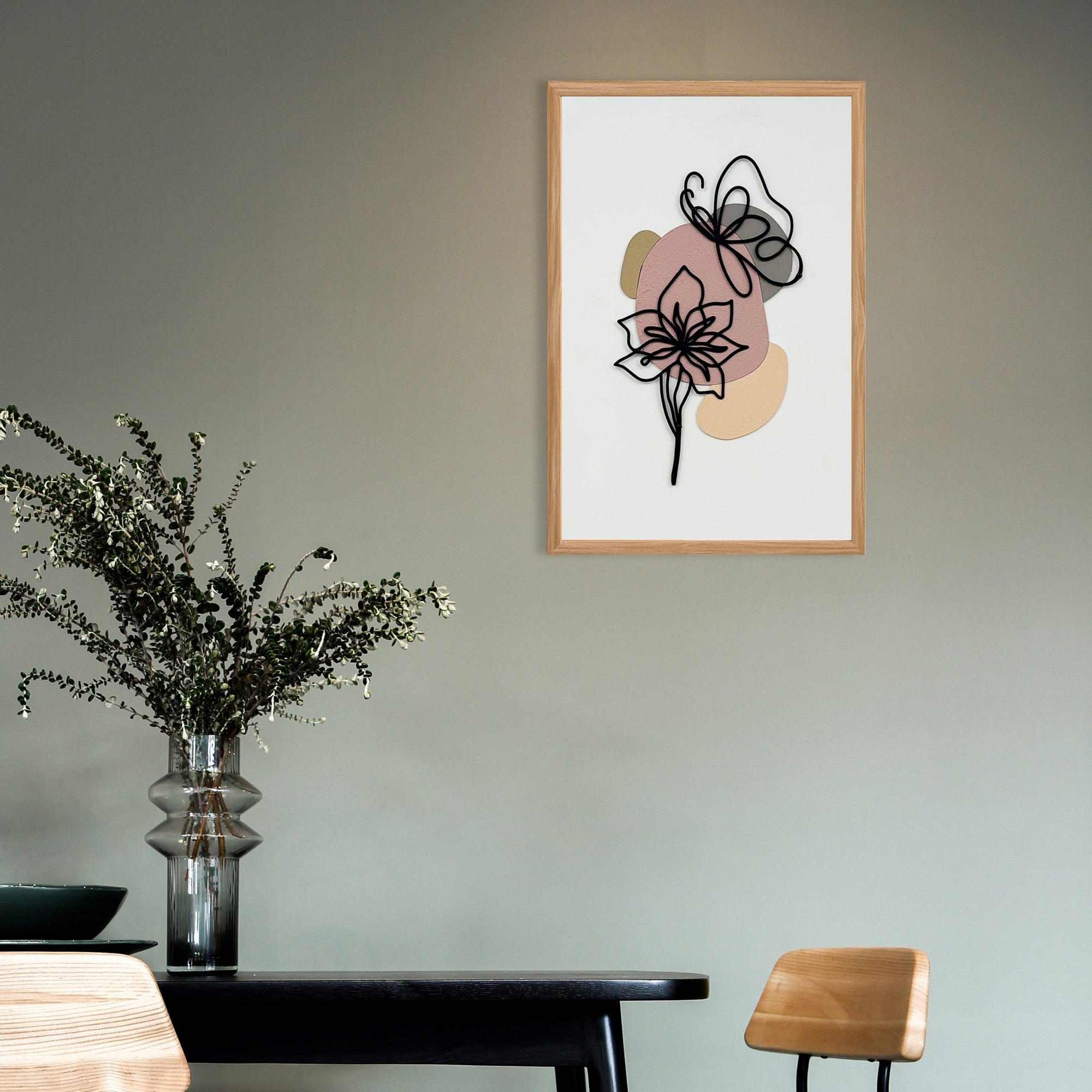 Quadro Decorativo "Explosão de Cores" - Arte Multicolor em MDF com Moldura de Pinho 50x35cm