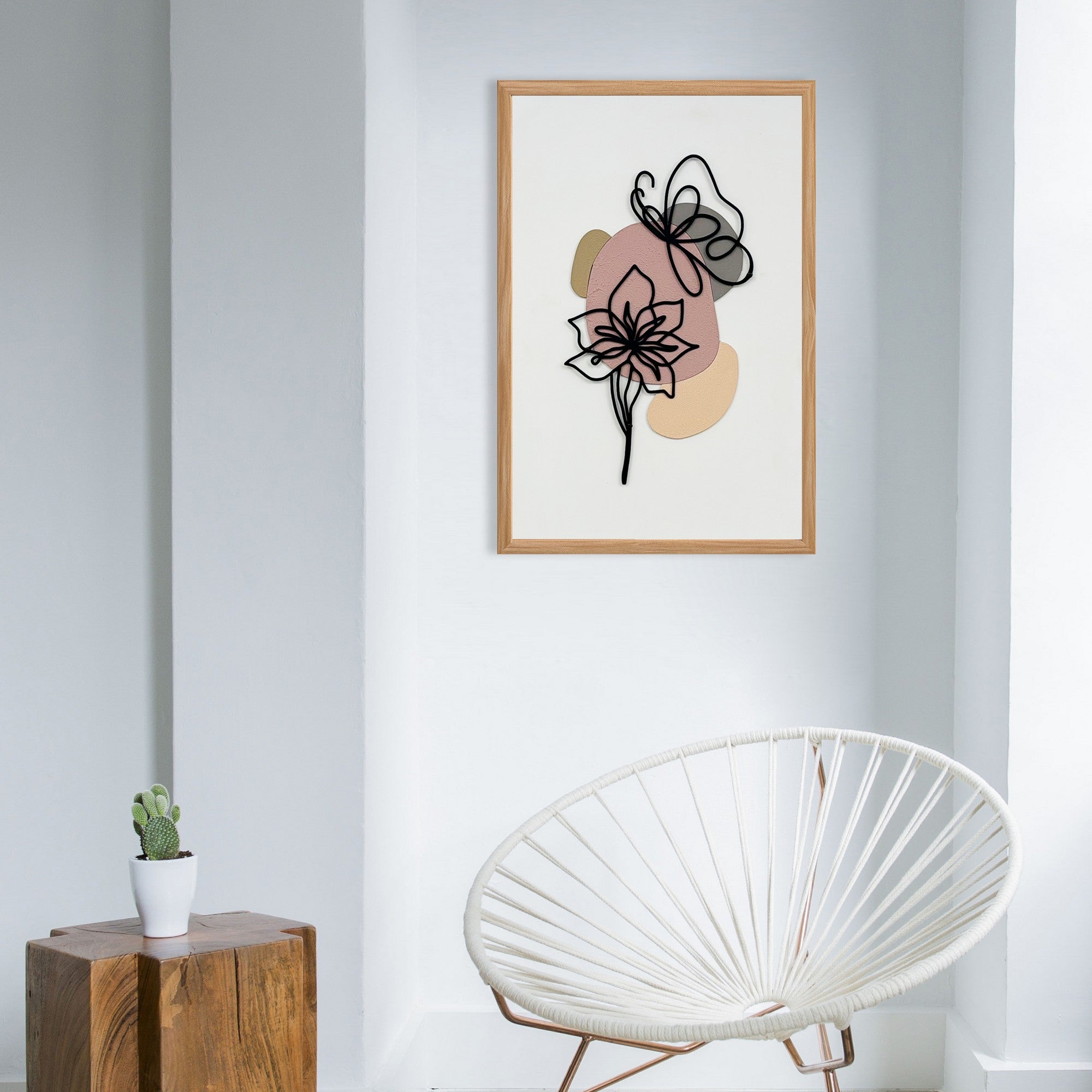 Quadro Decorativo "Explosão de Cores" - Arte Multicolor em MDF com Moldura de Pinho 50x35cm