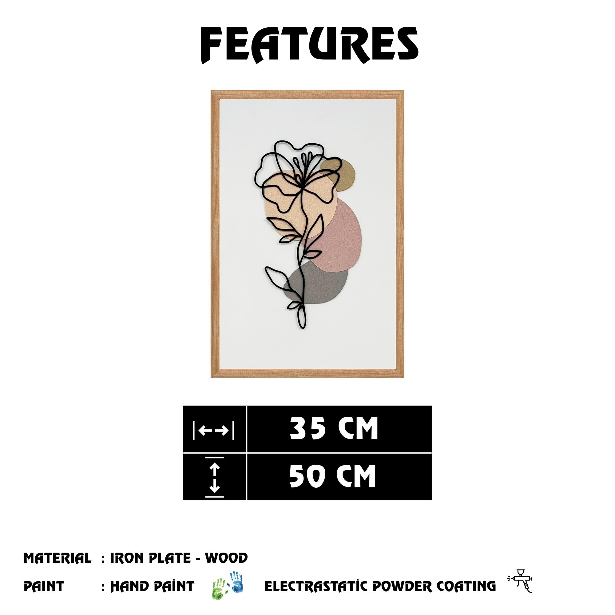 Quadro Decorativo MDF "Dreamer Small" Multicolor com Moldura em Pinho - 50x35cm