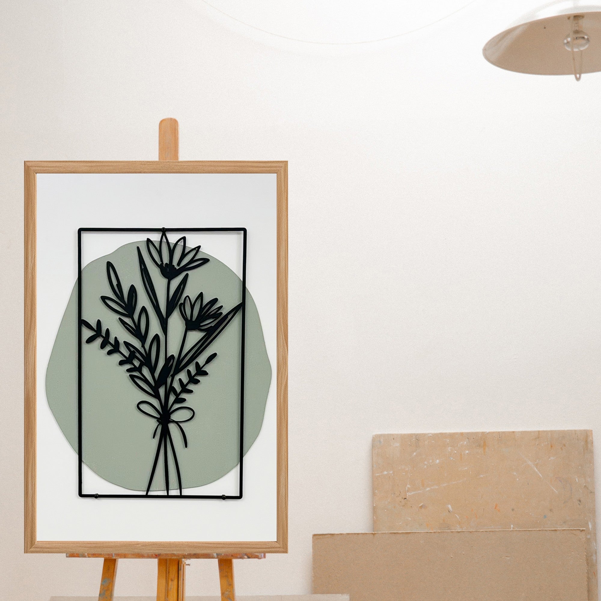 Quadro Decorativo "Song of the Wind Small" - Arte em MDF com Moldura de Pinheiro e Detalhes Metálicos Multicolor 50x35cm