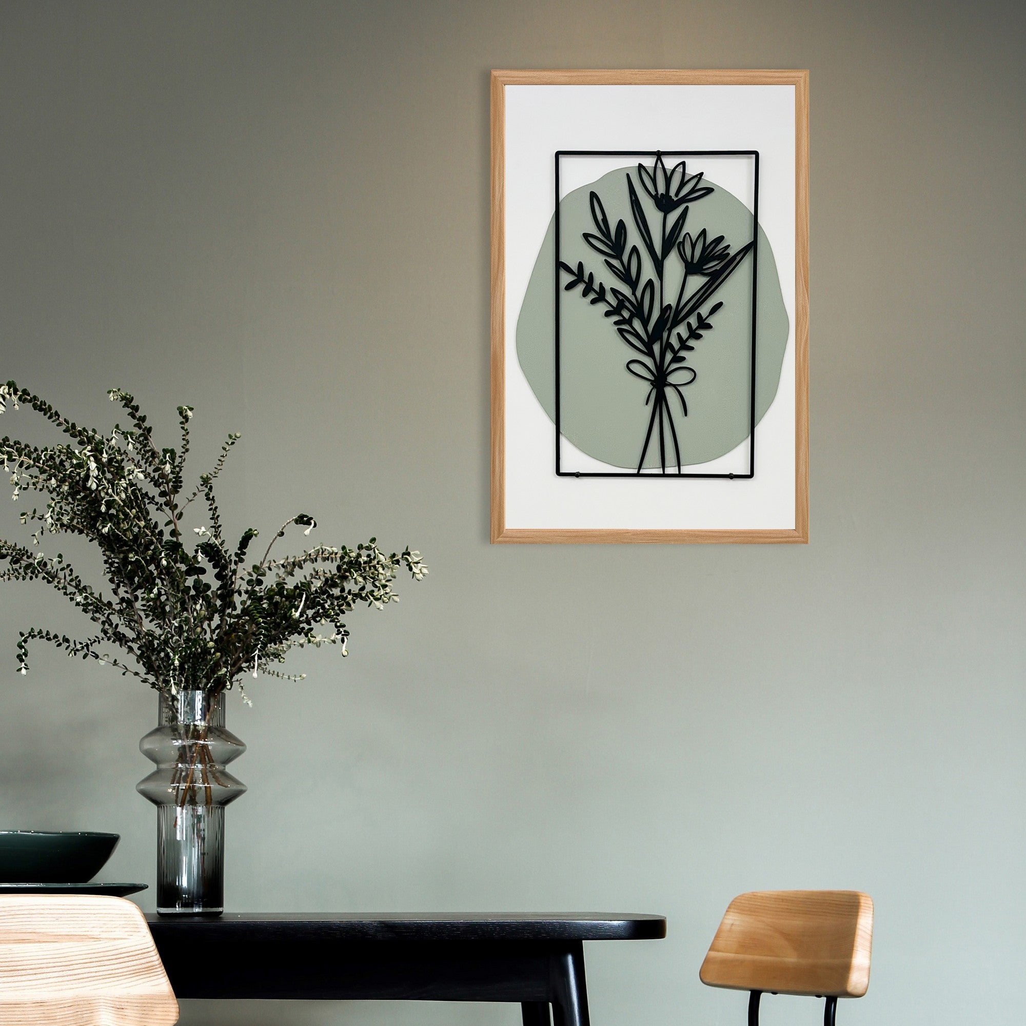 Quadro Decorativo "Song of the Wind Small" - Arte em MDF com Moldura de Pinheiro e Detalhes Metálicos Multicolor 50x35cm