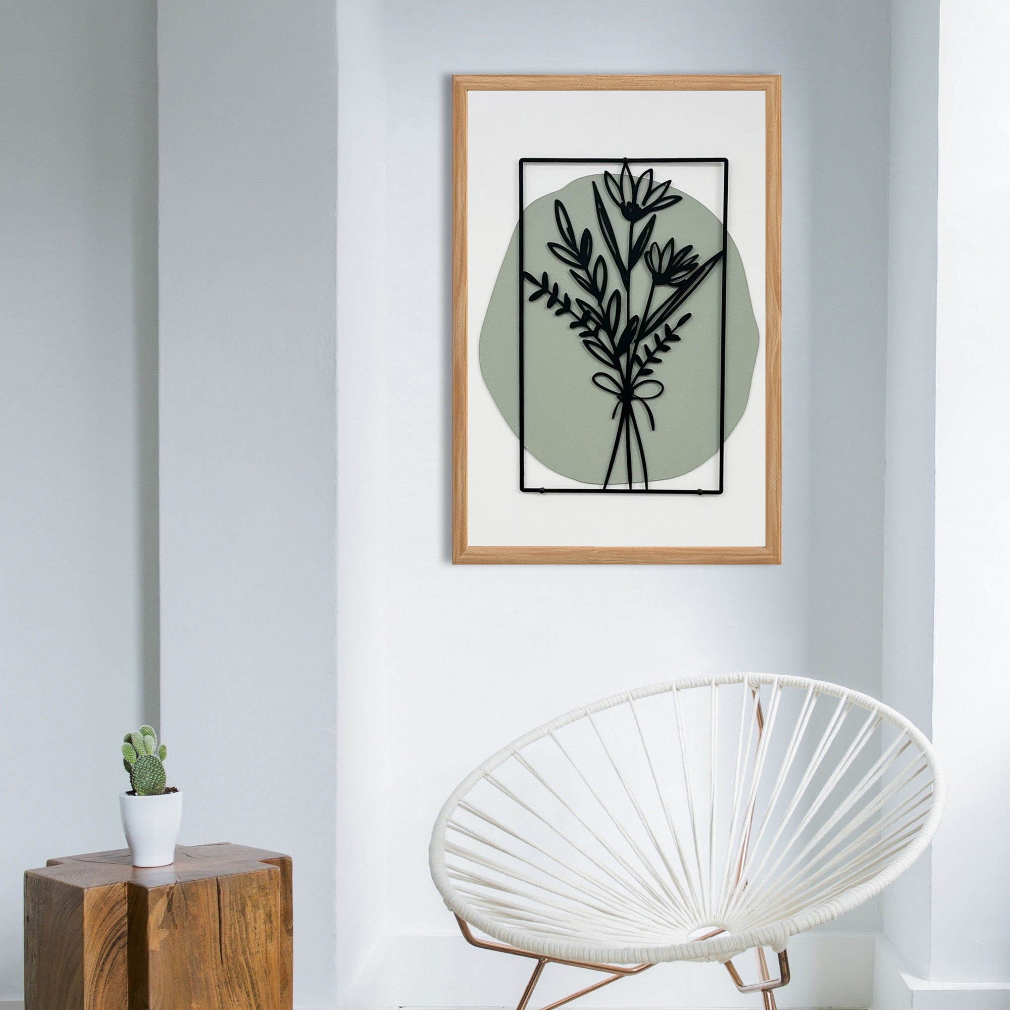 Quadro Decorativo "Song of the Wind Small" - Arte em MDF com Moldura de Pinheiro e Detalhes Metálicos Multicolor 50x35cm