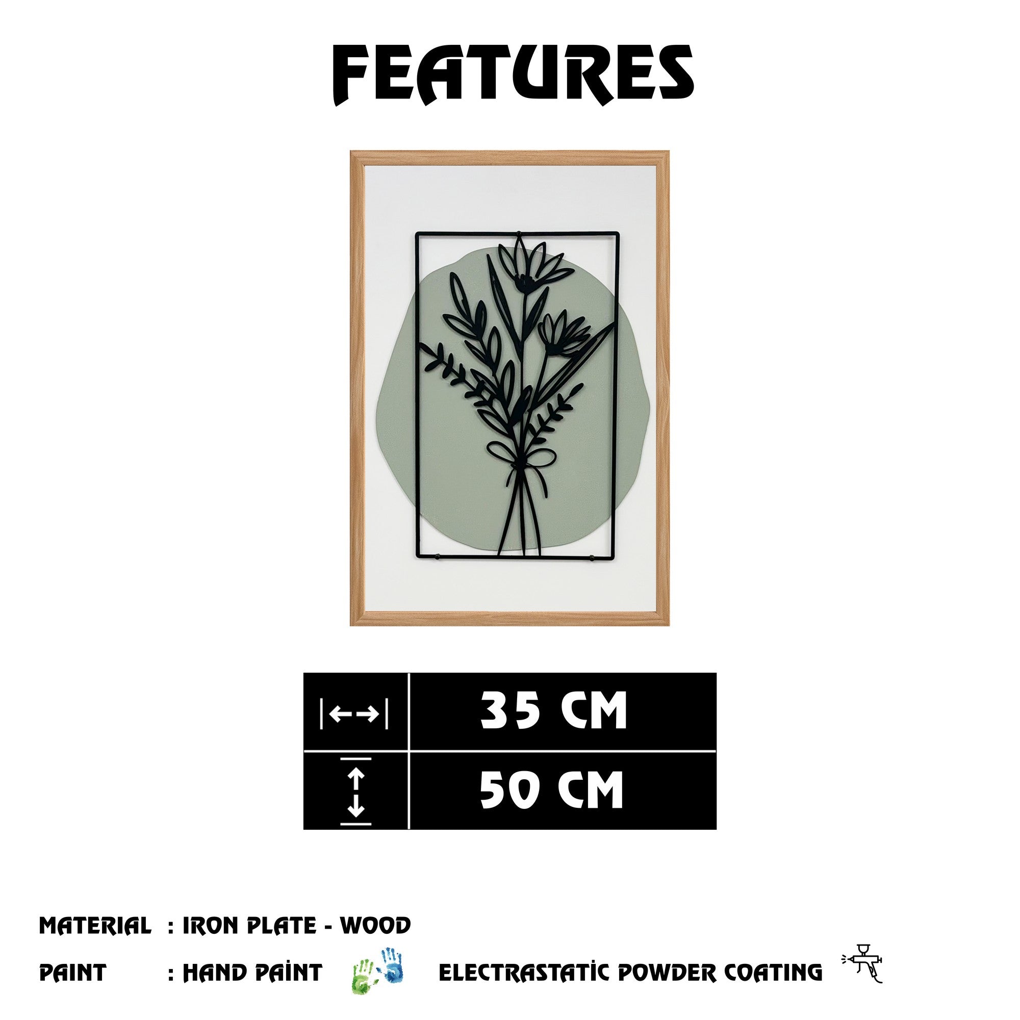 Quadro Decorativo "Song of the Wind Small" - Arte em MDF com Moldura de Pinheiro e Detalhes Metálicos Multicolor 50x35cm