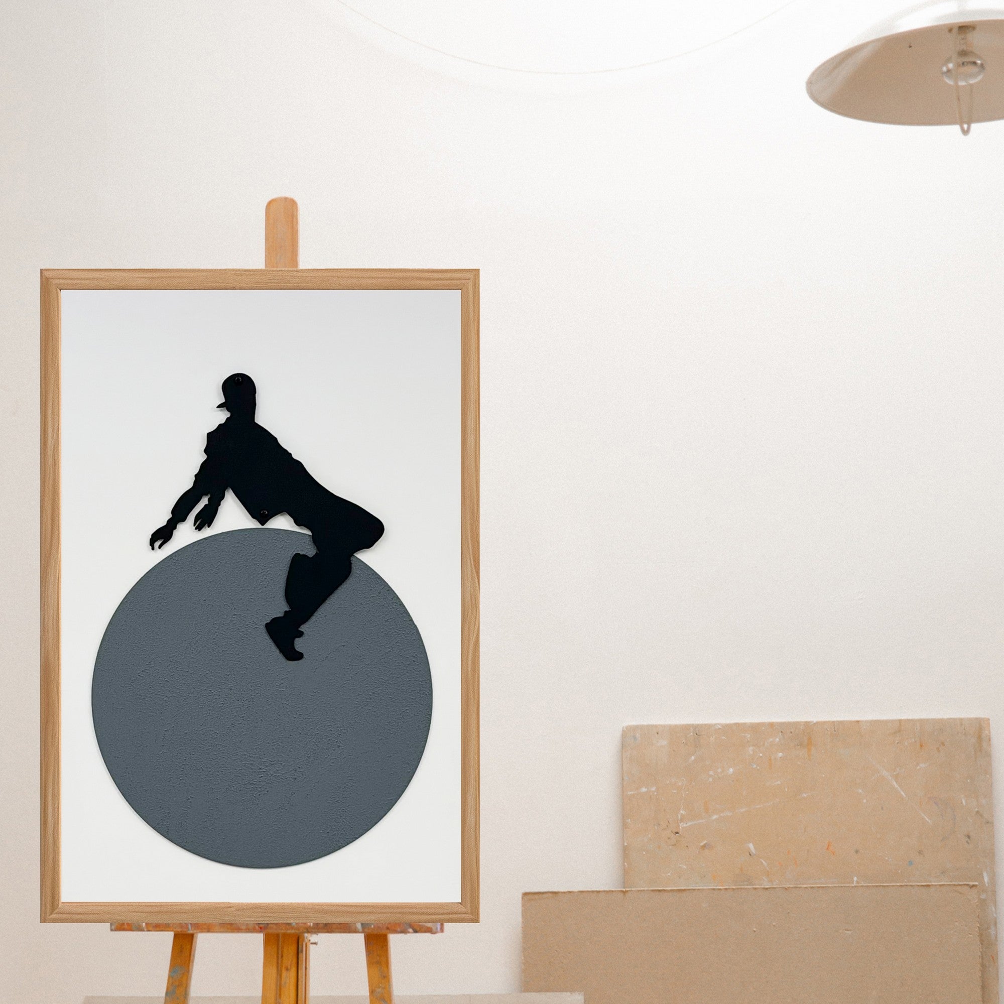 Quadro Decorativo "Free Spirit Small" - Pintura em MDF com Moldura de Pinho e Detalhes Metálicos Multicolor 50x35cm