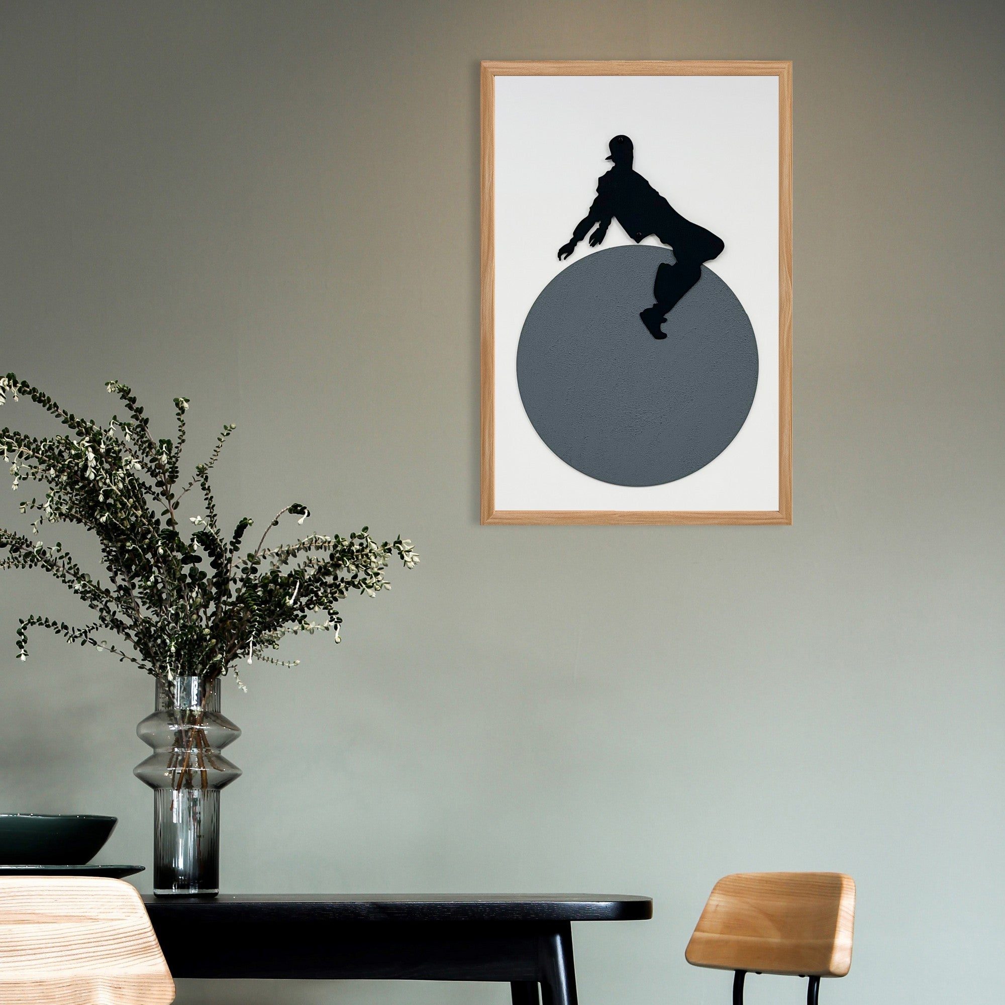 Quadro Decorativo "Free Spirit Small" - Pintura em MDF com Moldura de Pinho e Detalhes Metálicos Multicolor 50x35cm