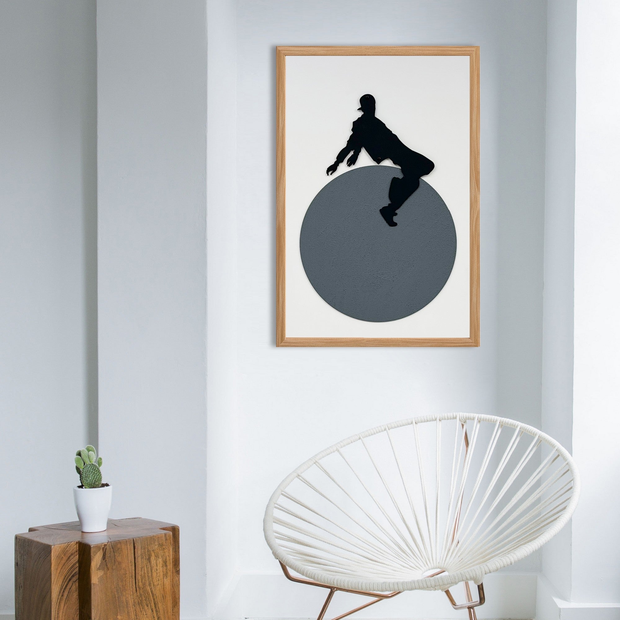 Quadro Decorativo "Free Spirit Small" - Pintura em MDF com Moldura de Pinho e Detalhes Metálicos Multicolor 50x35cm