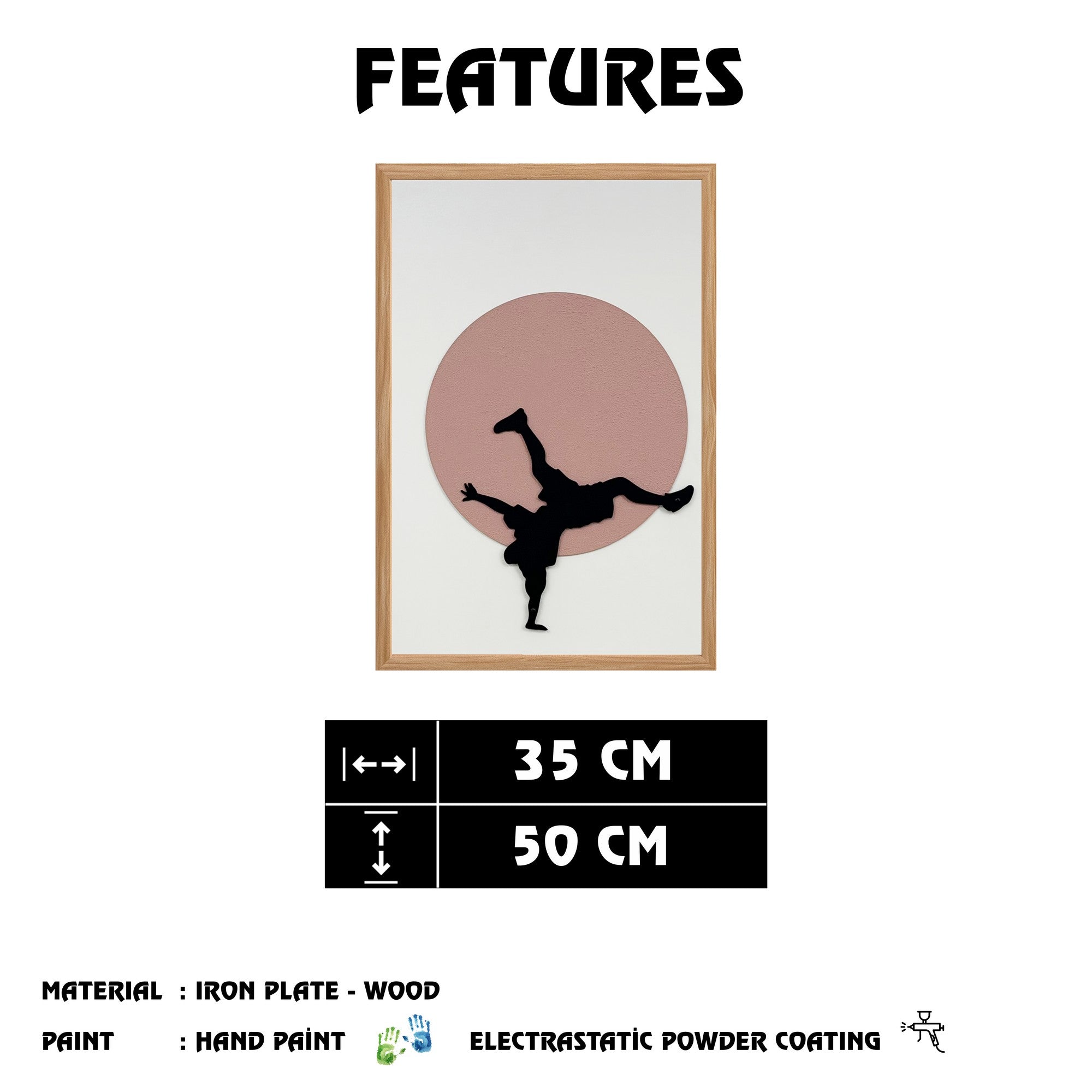 Quadro Decorativo MDF Emoldurado "Ancient Era Small" - Arte Multicolor com Moldura em Pinho 50x35cm