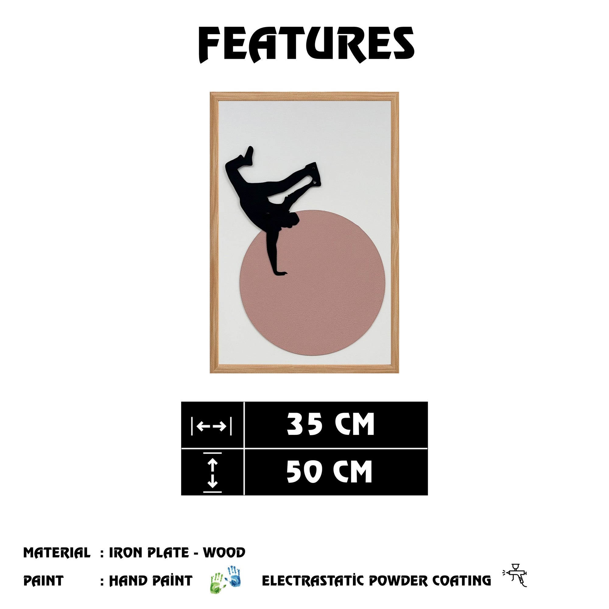 Quadro Decorativo "Colors of the Past Small" - Pintura em MDF com Moldura de Pinheiro e Detalhes Metálicos Multicolor 50x35cm