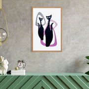 Quadro Decorativo "Nature's Embrace" - Pintura em MDF com Moldura de Pinheiro e Detalhes Metálicos Multicolor 50x35cm