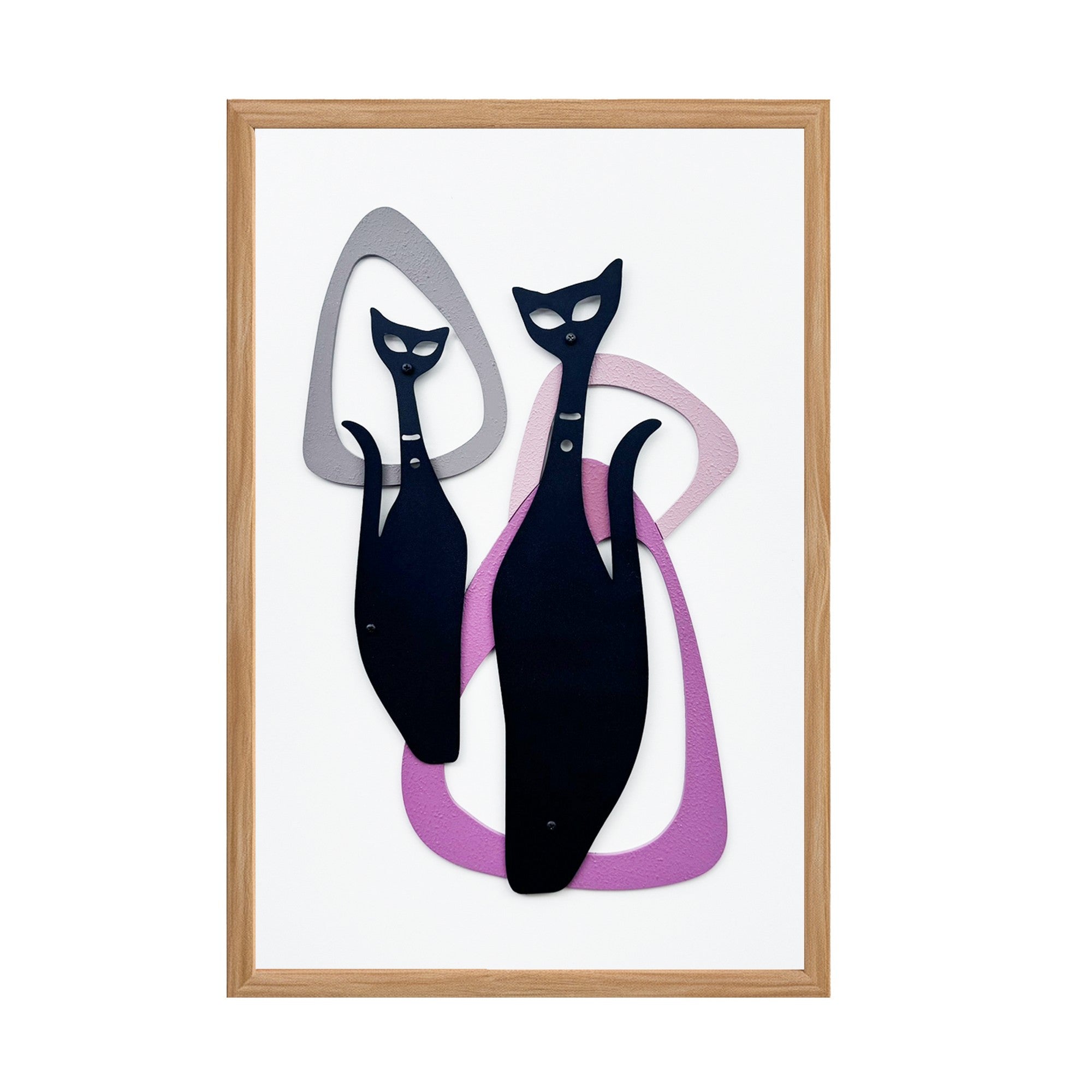 Quadro Decorativo "Nature's Embrace" - Pintura em MDF com Moldura de Pinheiro e Detalhes Metálicos Multicolor 50x35cm