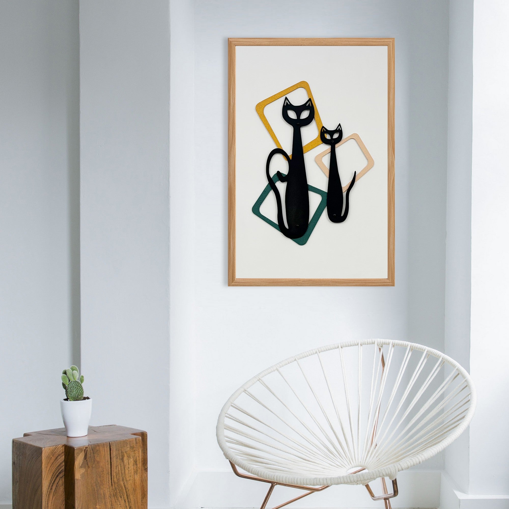 Quadro Decorativo MDF "Warm Faces Small" Multicolor com Moldura em Pinho - 50x35cm