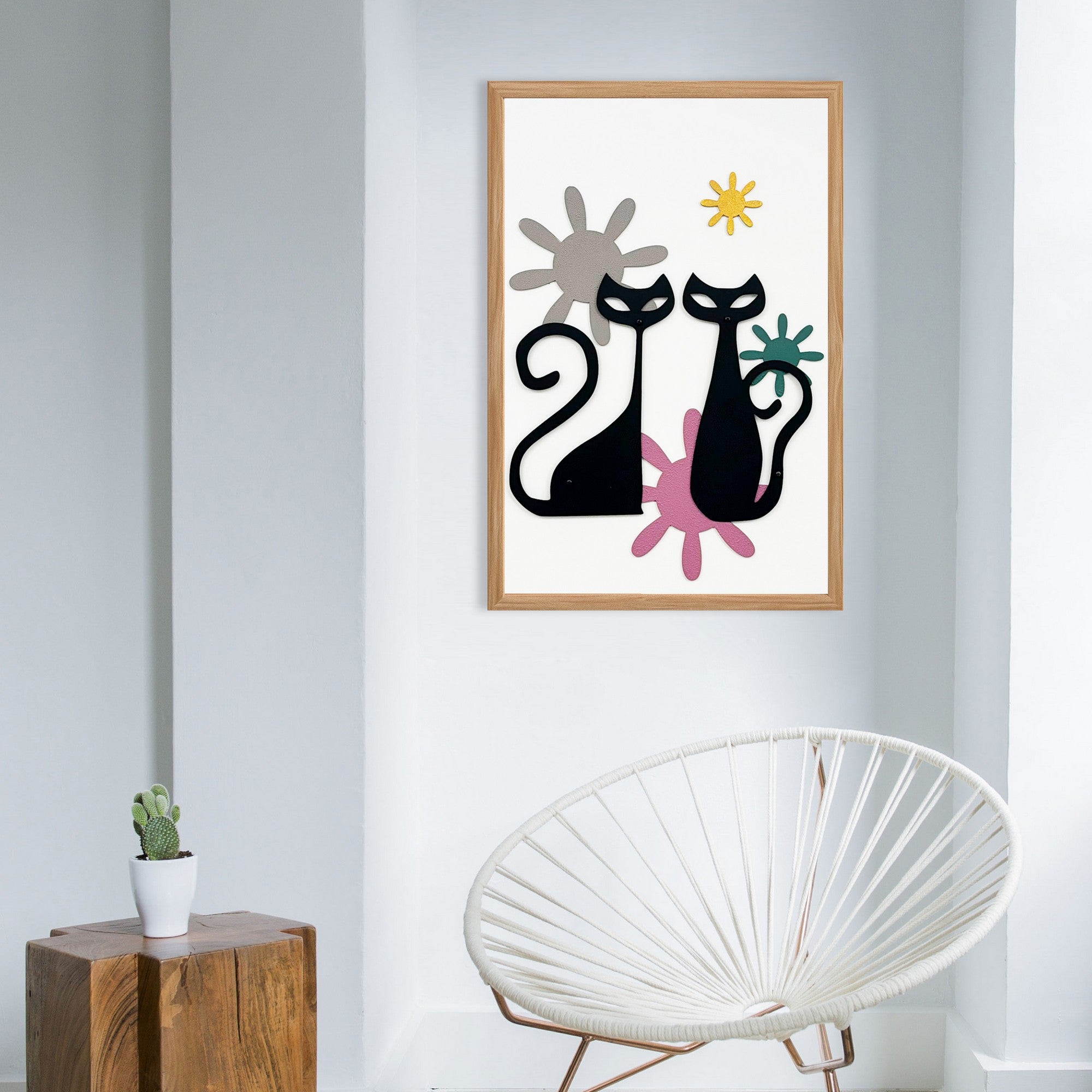 Quadro Decorativo "Centenas de Estrelas" - Pintura MDF Emoldurada Multicolor 50x35cm