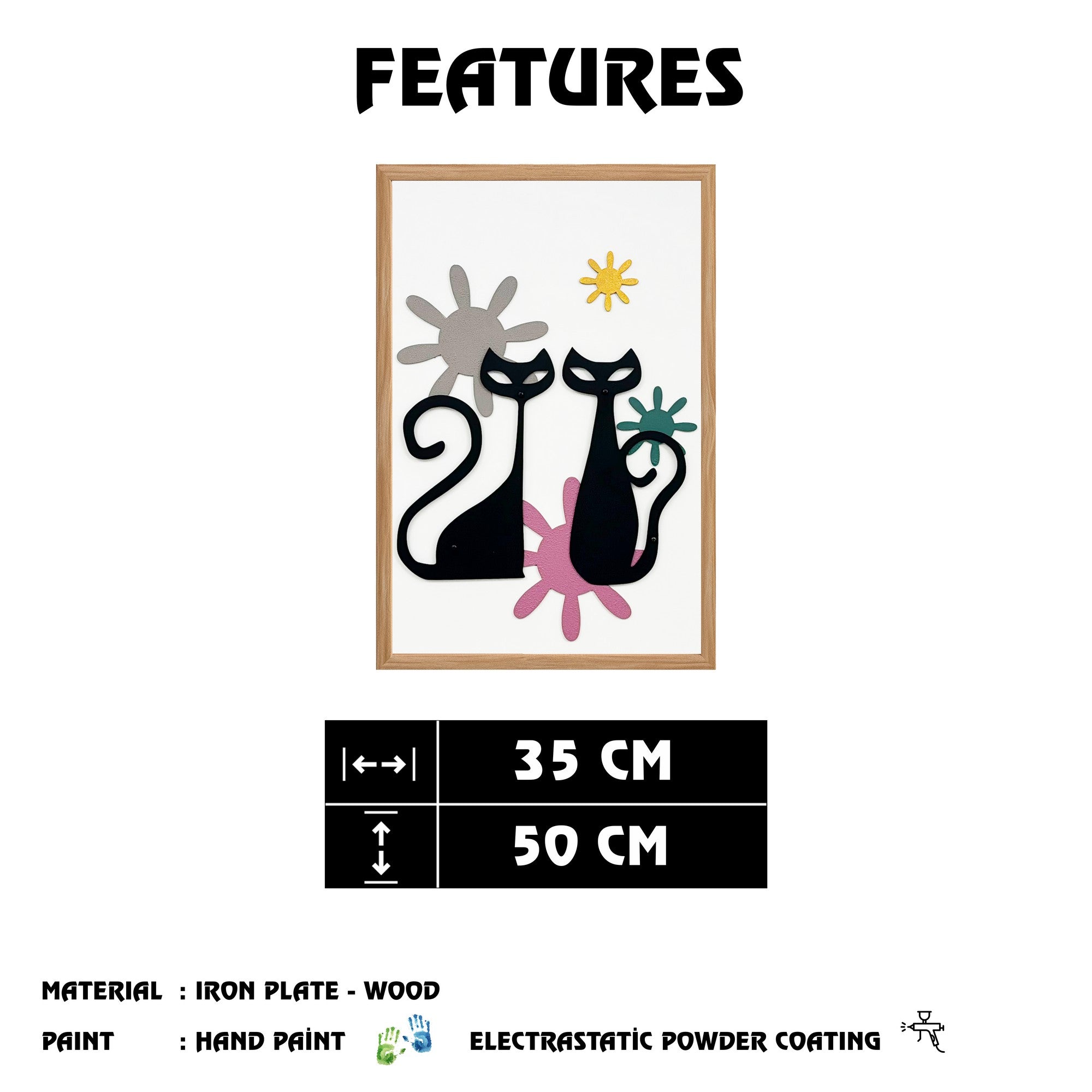 Quadro Decorativo "Centenas de Estrelas" - Pintura MDF Emoldurada Multicolor 50x35cm