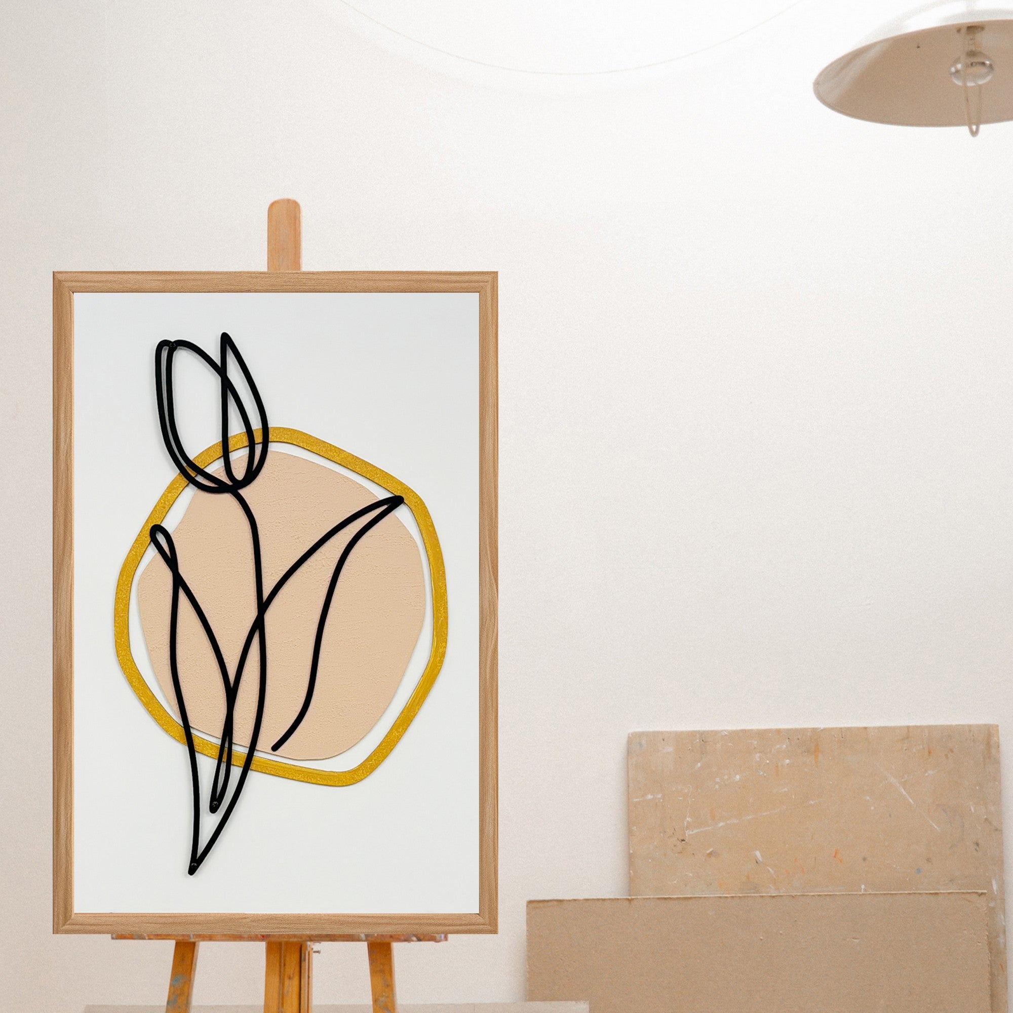 Quadro Decorativo Golden Sands Small - Pintura MDF Emoldurada Multicolor 50x35cm