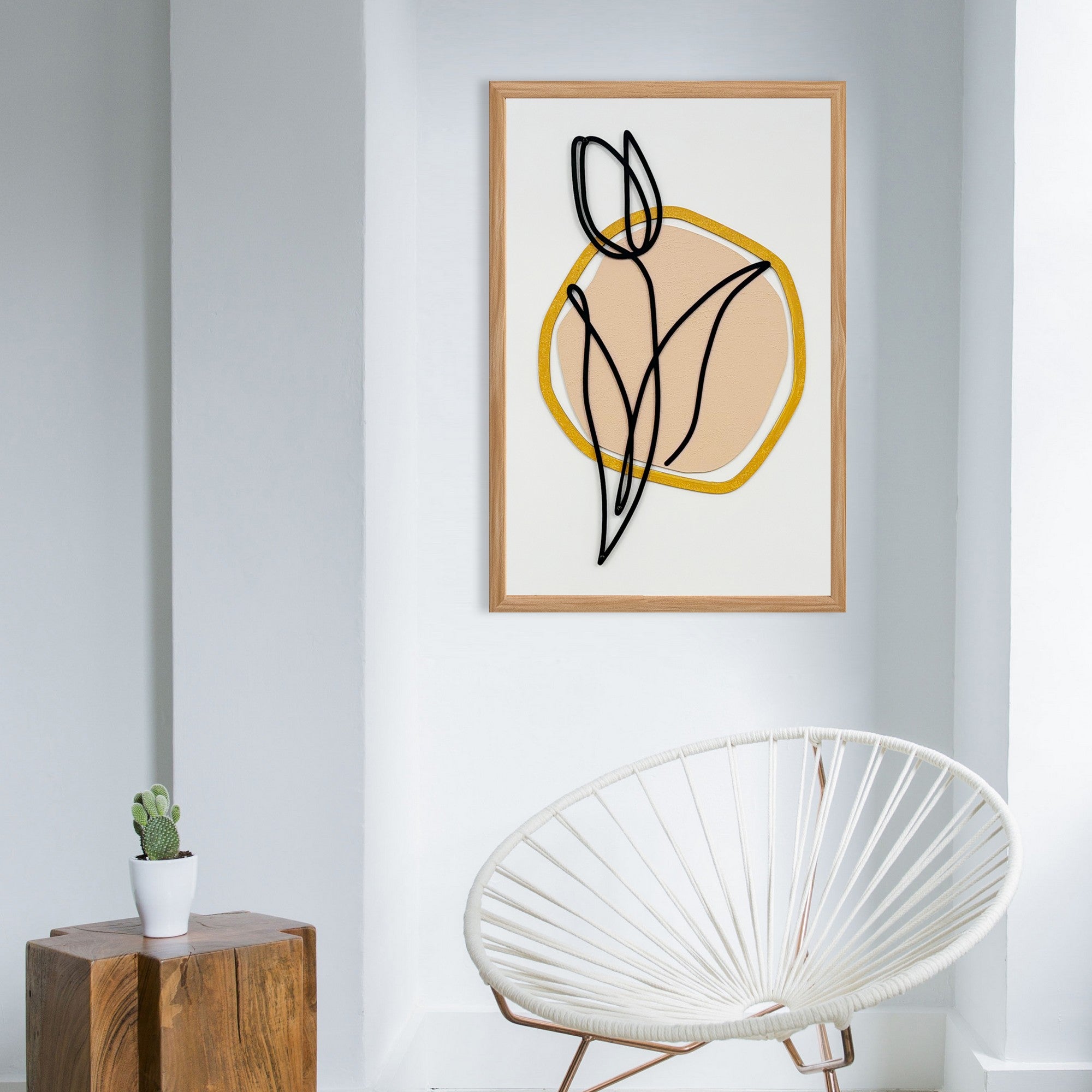 Quadro Decorativo Golden Sands Small - Pintura MDF Emoldurada Multicolor 50x35cm