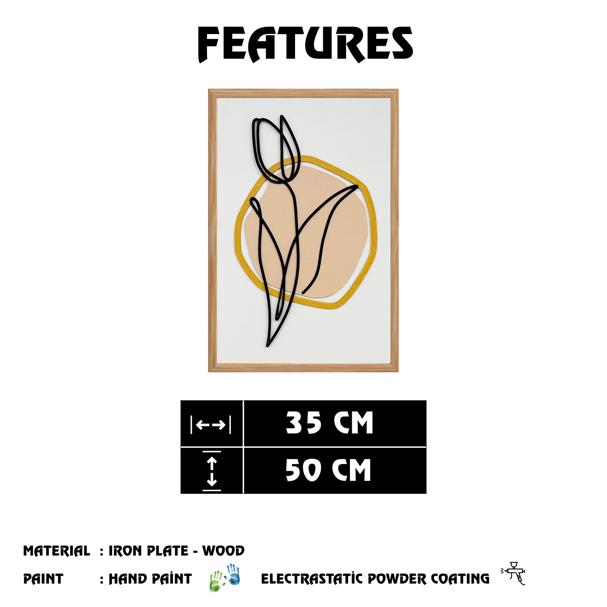 Quadro Decorativo Golden Sands Small - Pintura MDF Emoldurada Multicolor 50x35cm