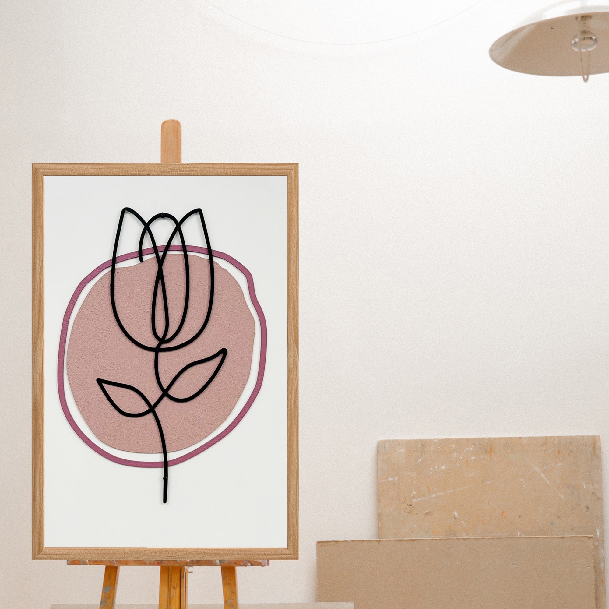 Quadro Decorativo "Song of the Wind" - Pintura MDF Emoldurada Multicolor 50x35cm com Detalhes Metálicos