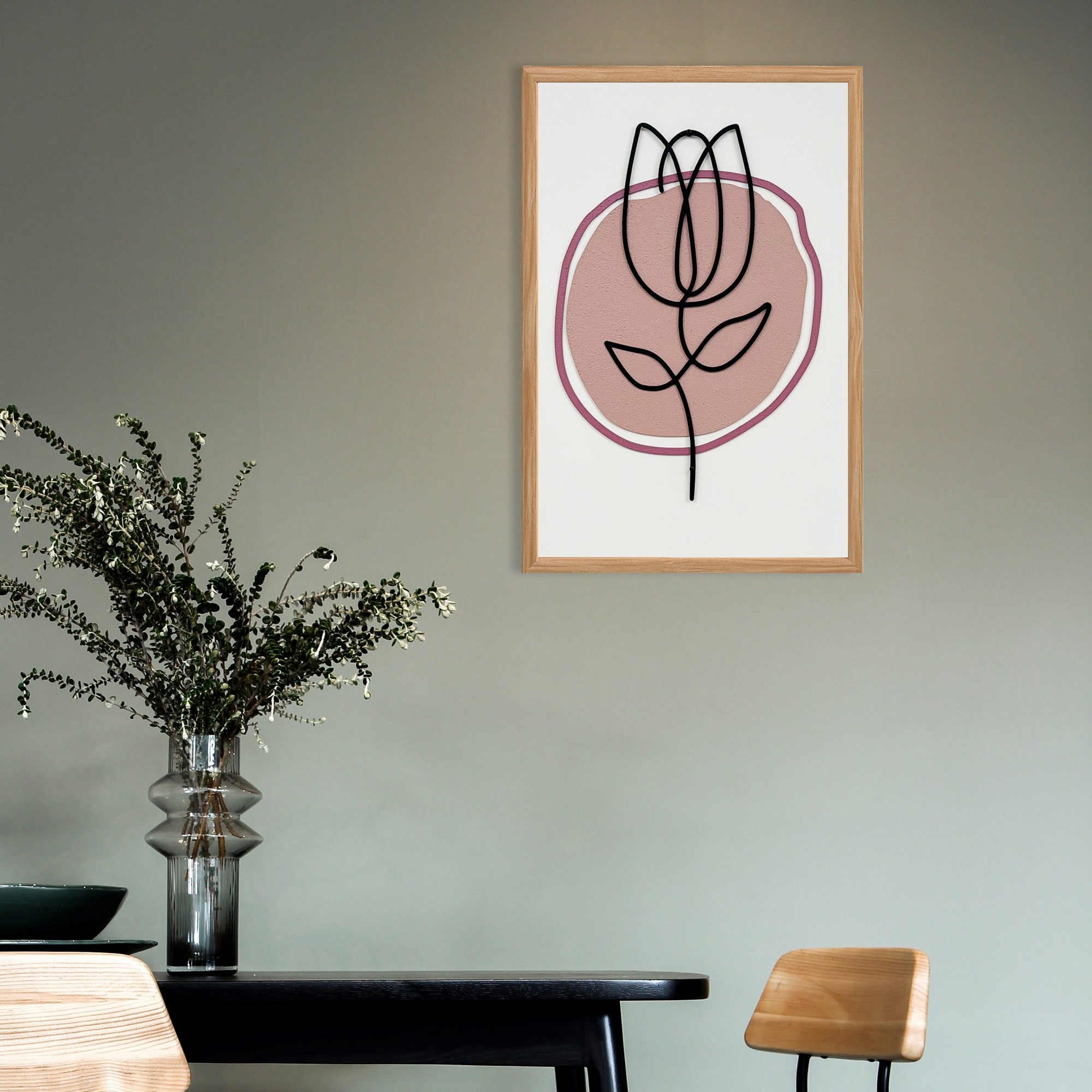 Quadro Decorativo "Song of the Wind" - Pintura MDF Emoldurada Multicolor 50x35cm com Detalhes Metálicos