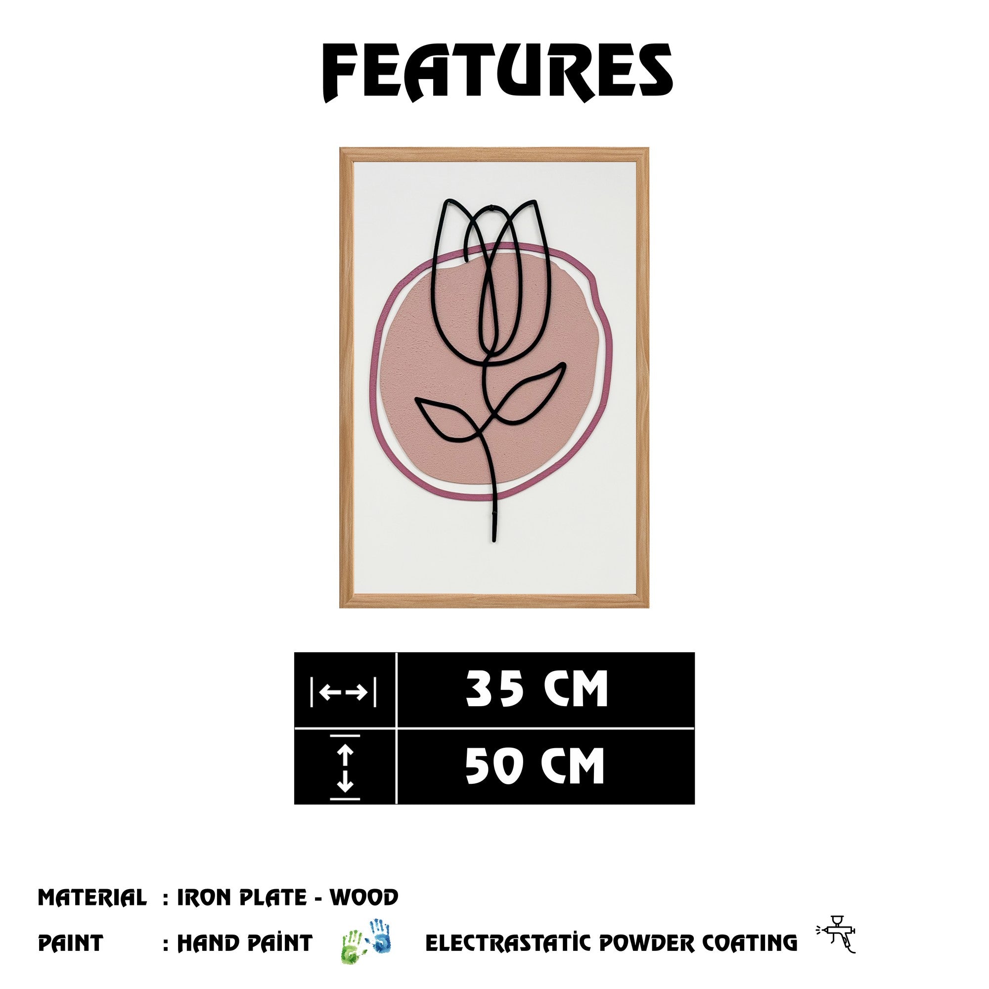 Quadro Decorativo "Song of the Wind" - Pintura MDF Emoldurada Multicolor 50x35cm com Detalhes Metálicos